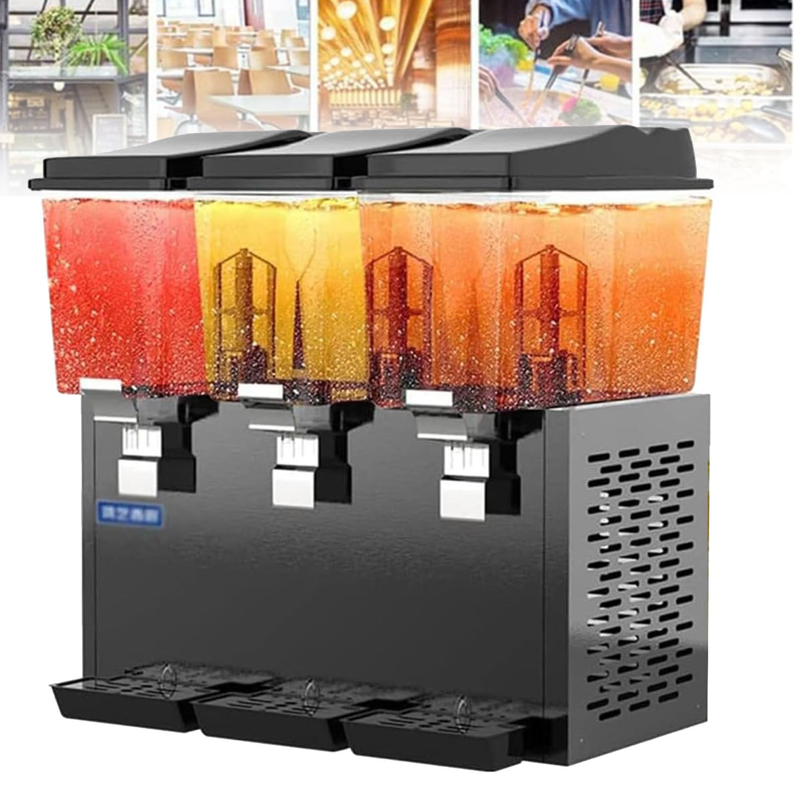 MYUYEE Cold Hot Juice Dispenser, Stainless Steel Clear Glass Drink Dispenser Juice Drink Commercial Beverage Dispenser Juicer Dispenser For Breakfast Buffet