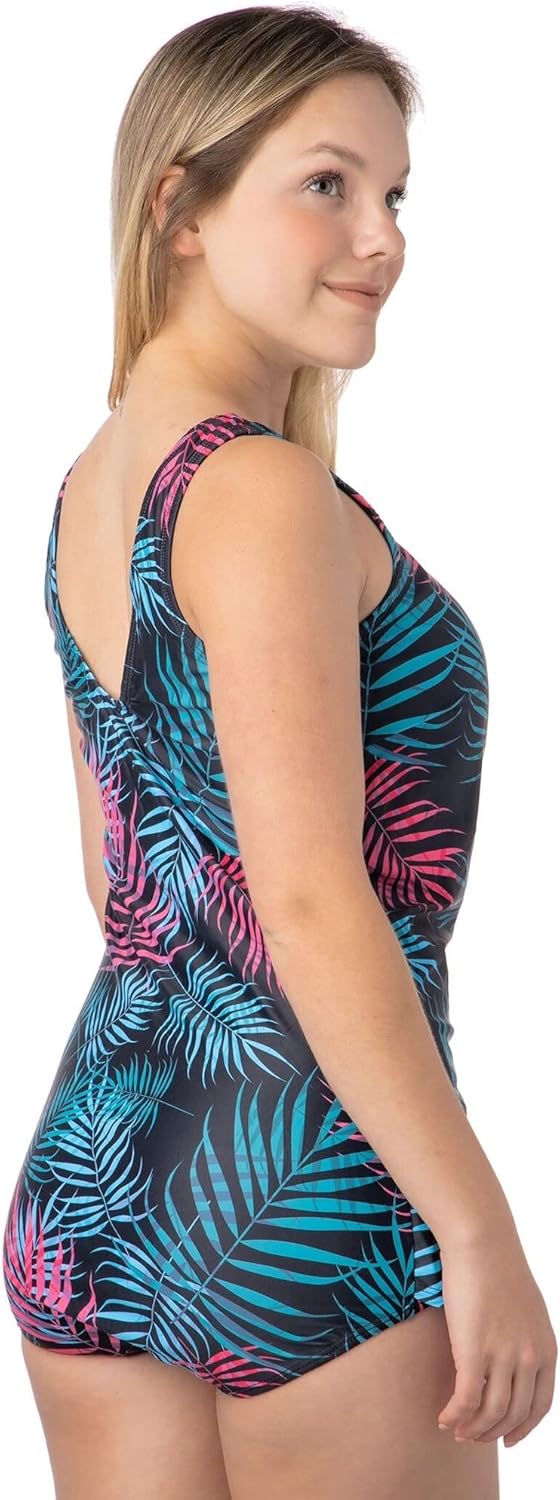 Red Peony Womens Mastectomy Pocketed one-Piece Swimsuit
