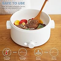 Vista 2 de Hot Pot Electric,2L Ceramic Glaze Non-Stick Pan, Portable Hot Pot with Dual Power Adjustment, Electric Cooker for Egg, Ramen, Oatmeal,Soup Quick