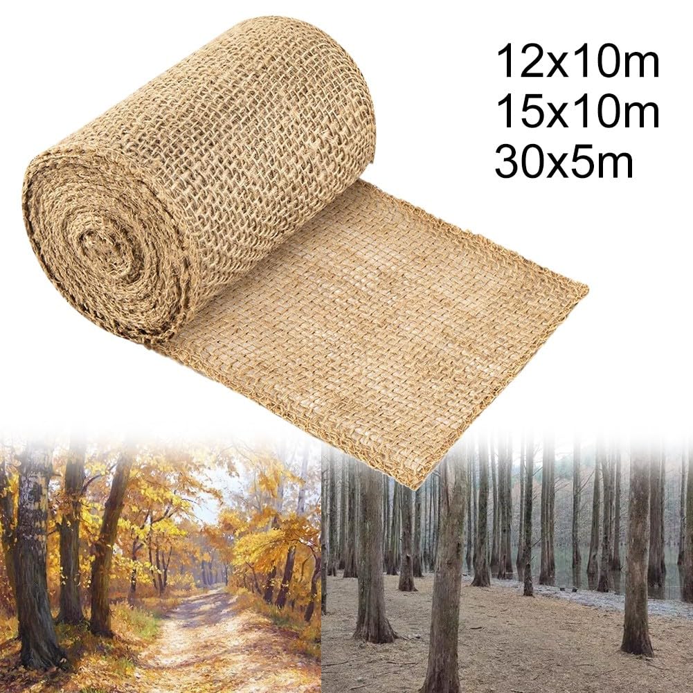 Rouleau de toile de jute naturelle 15 cm x 10 m pour protéger les troncs d'arbres et arbustes