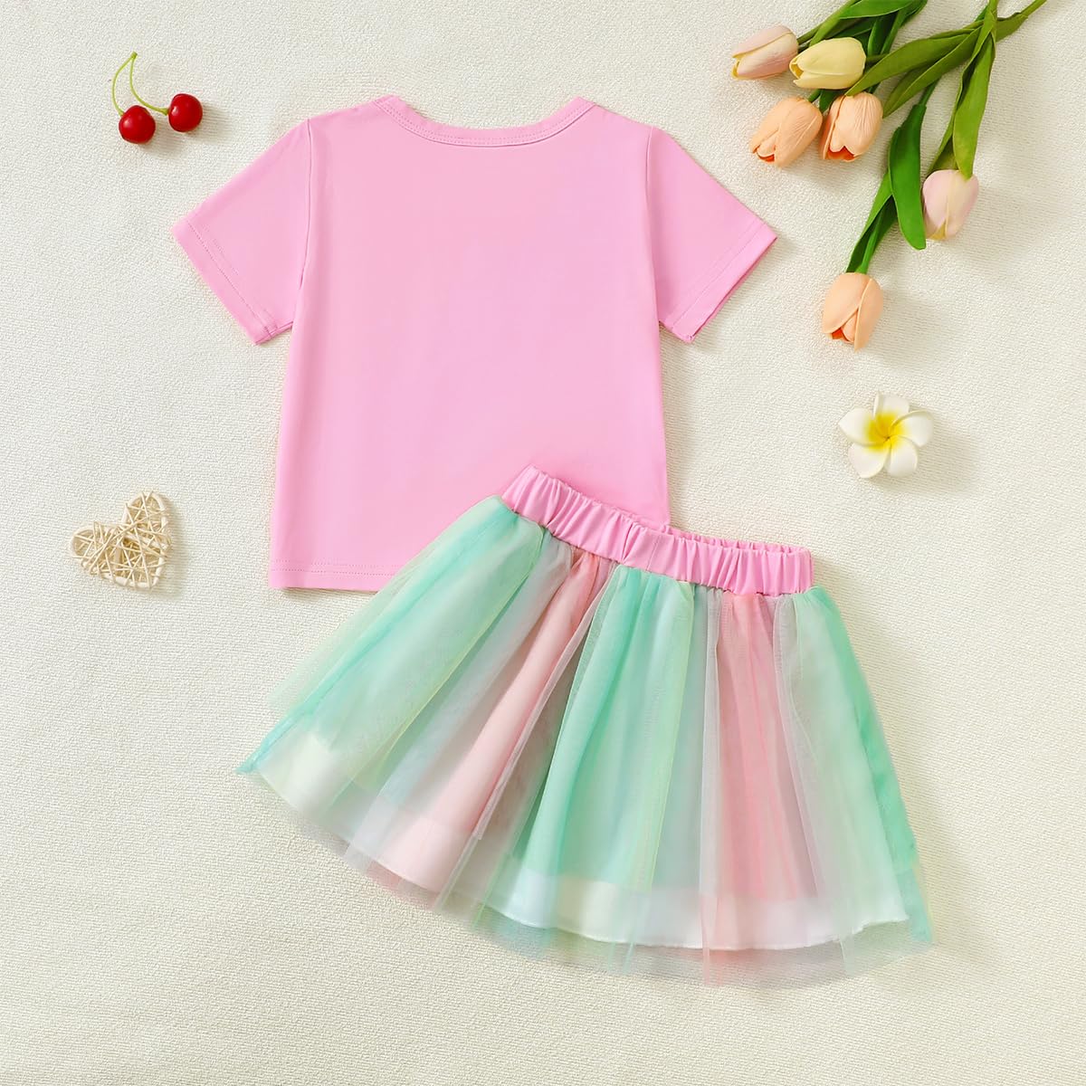 Ensemble Tenue d'anniversaire pour Bébé Fille Birthday Girl Lettre Brodés T-shirt +Tulle Tutu Jupe Robes d'anniversaire Fête pour Enfants 1-6 Ans