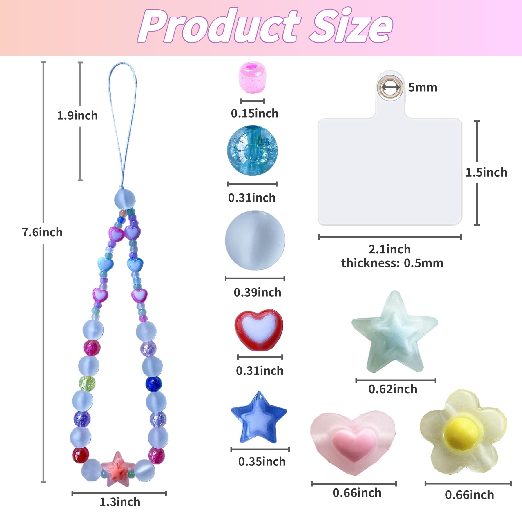 SHUANGART 531 Pcs Phone Chain Beaded Making kit, Cell Phone Charms Lanyard Wrist Strap Set with Matte Frosted Beads Burst Round Beads Glass Seed Beads Phone Tether Tab for Women DIY Bracelet Keychain - Image 4