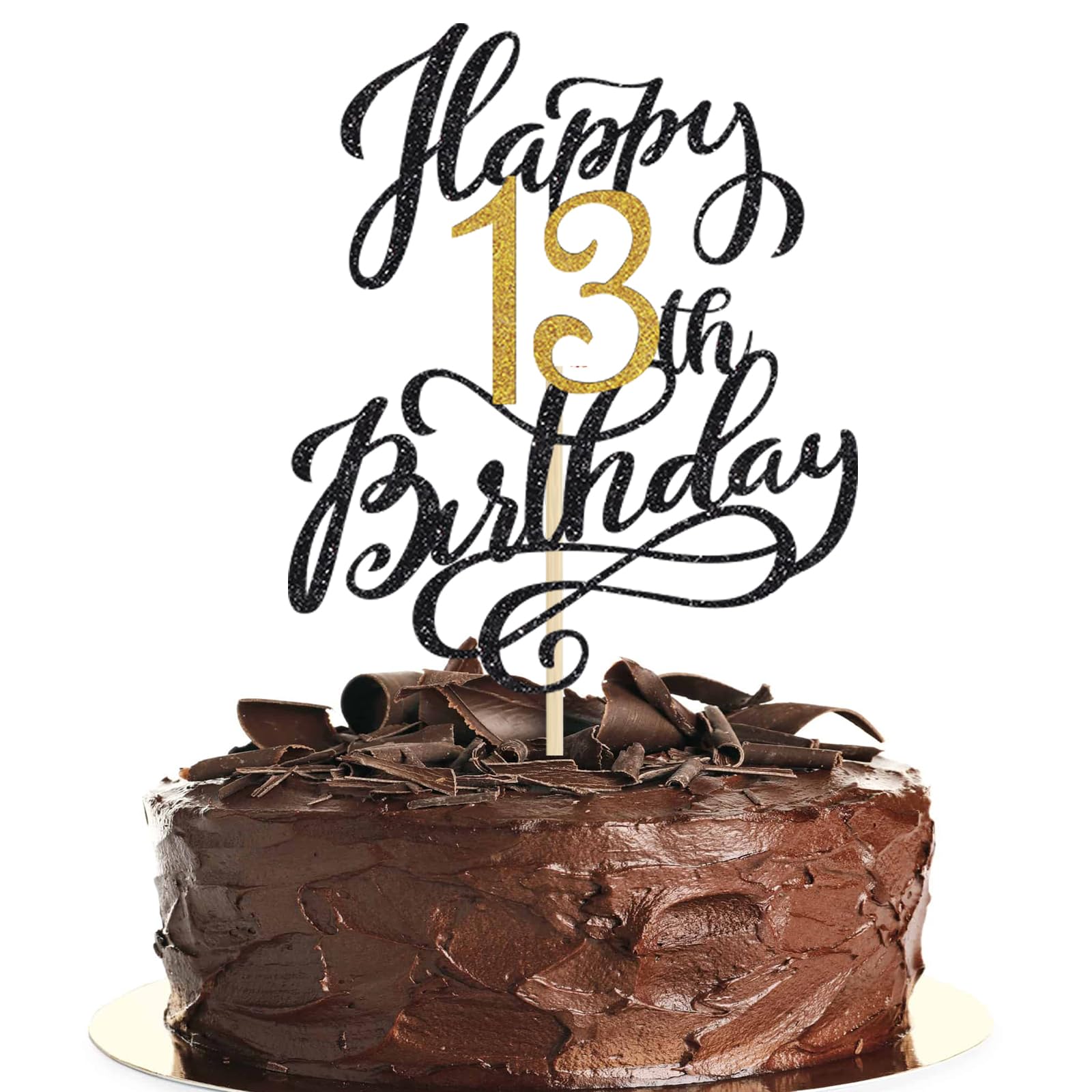 1 Pack Happy 13th Birthday Cake Topper Glitter Black Gold Birthday Cake Decoration 13 Fabulous Cake Decoration Hello 13 Cheer to 13th Birthday Party