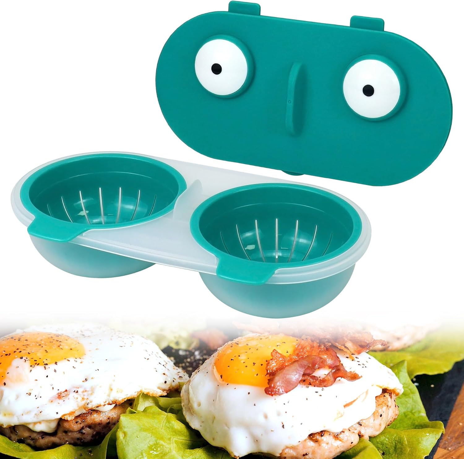 Bannfly Microwave Egg Poachers, Portable Egg Cooker for Microwave, 2