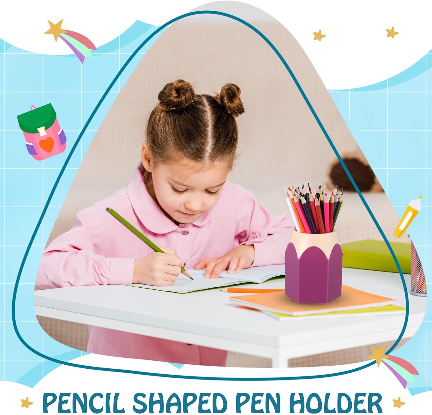 Yeaqee 20 Pcs Pencil Shaped Pen Holders, Cute Pen Cup, 5 Colors image 5