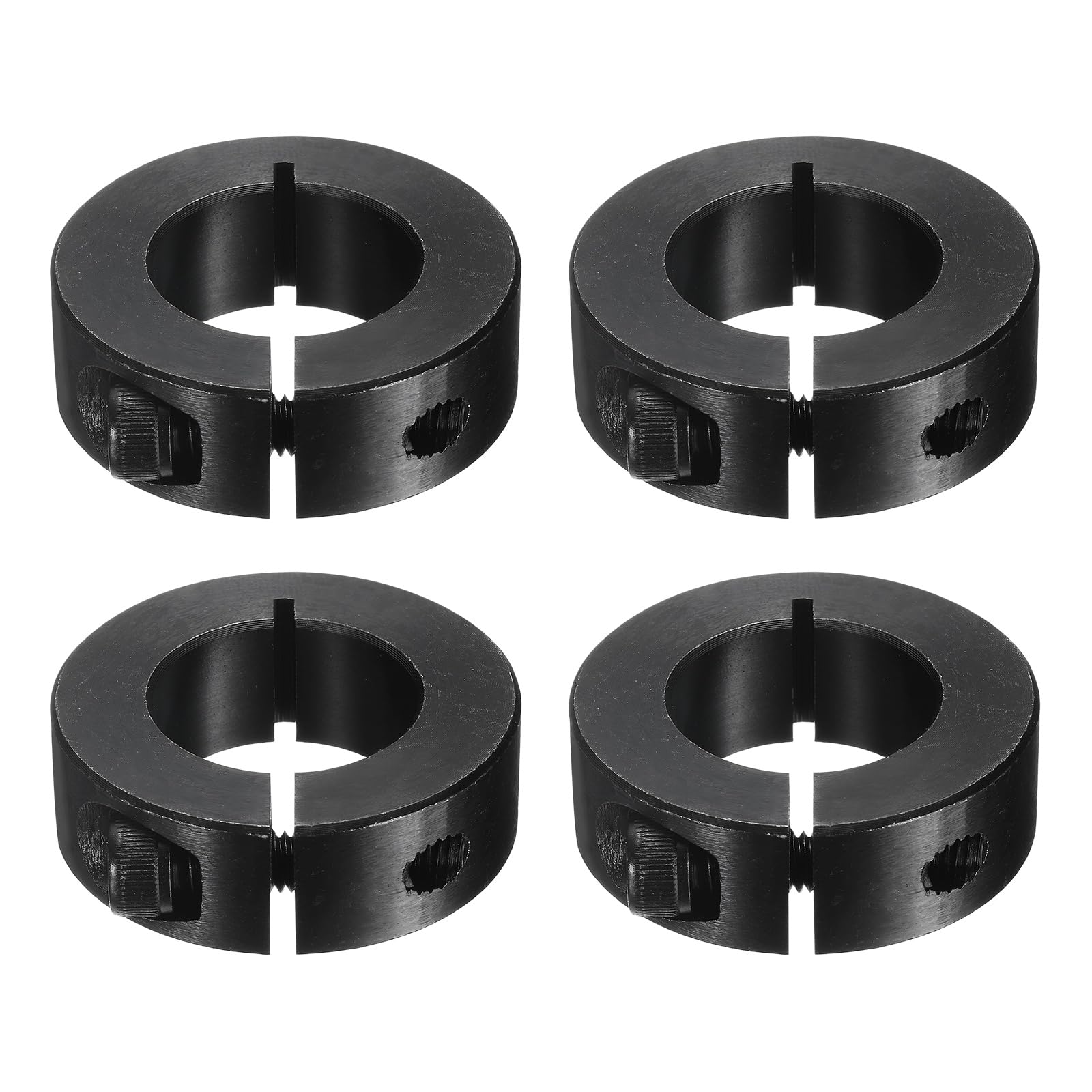 uxcell 4Pcs Single Split Shaft Collar, 25mm Bore One Piece Clamping Collar 45mm OD 15mm Thickness Black Oxide Lock Collar Clamp with Set Screws (1045 Steel)