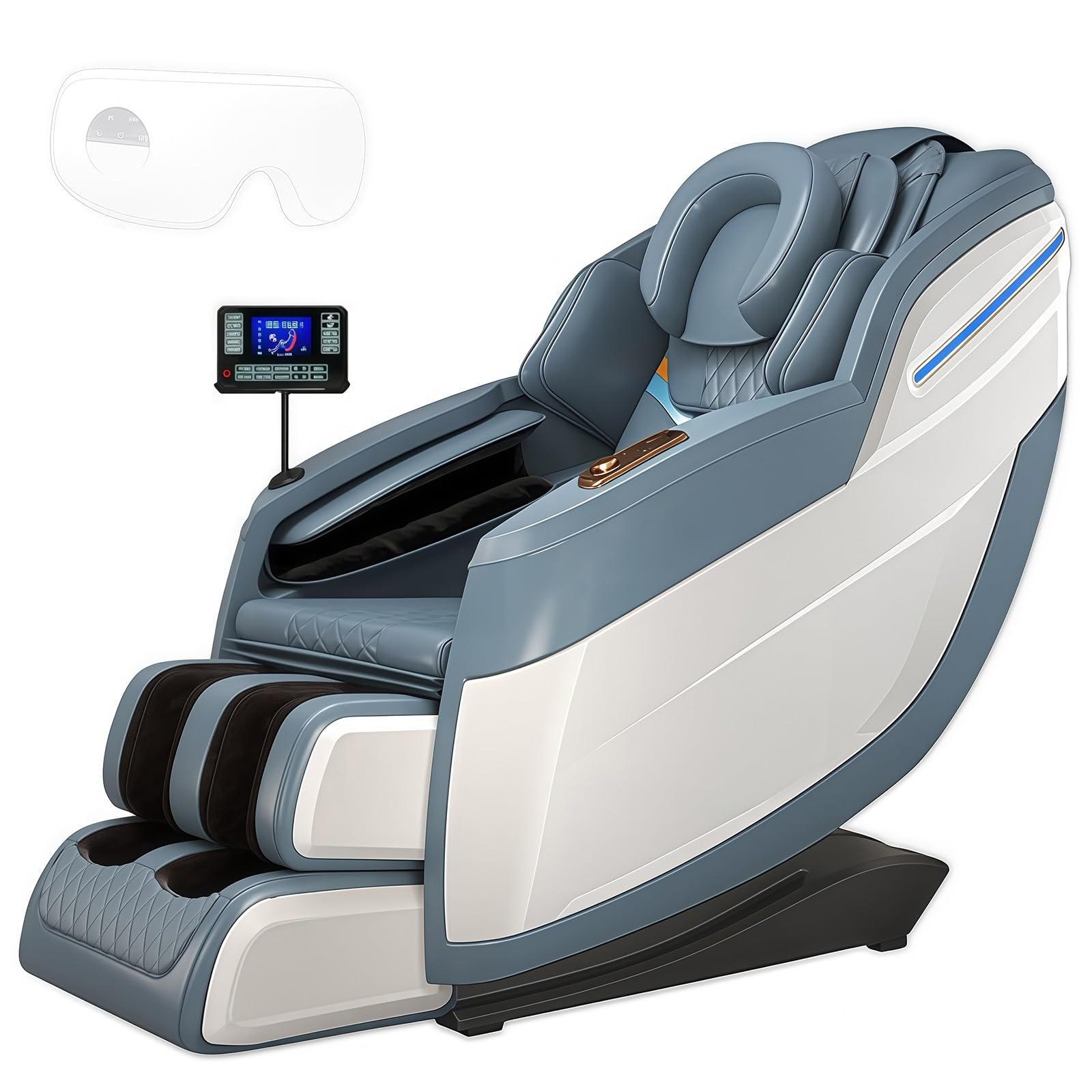 Poltrona massaggiante con airbag per tutto il corpo, terapia termica Shiatsu con altoparlante Bluetooth e montaggio senza attrezzi(White)