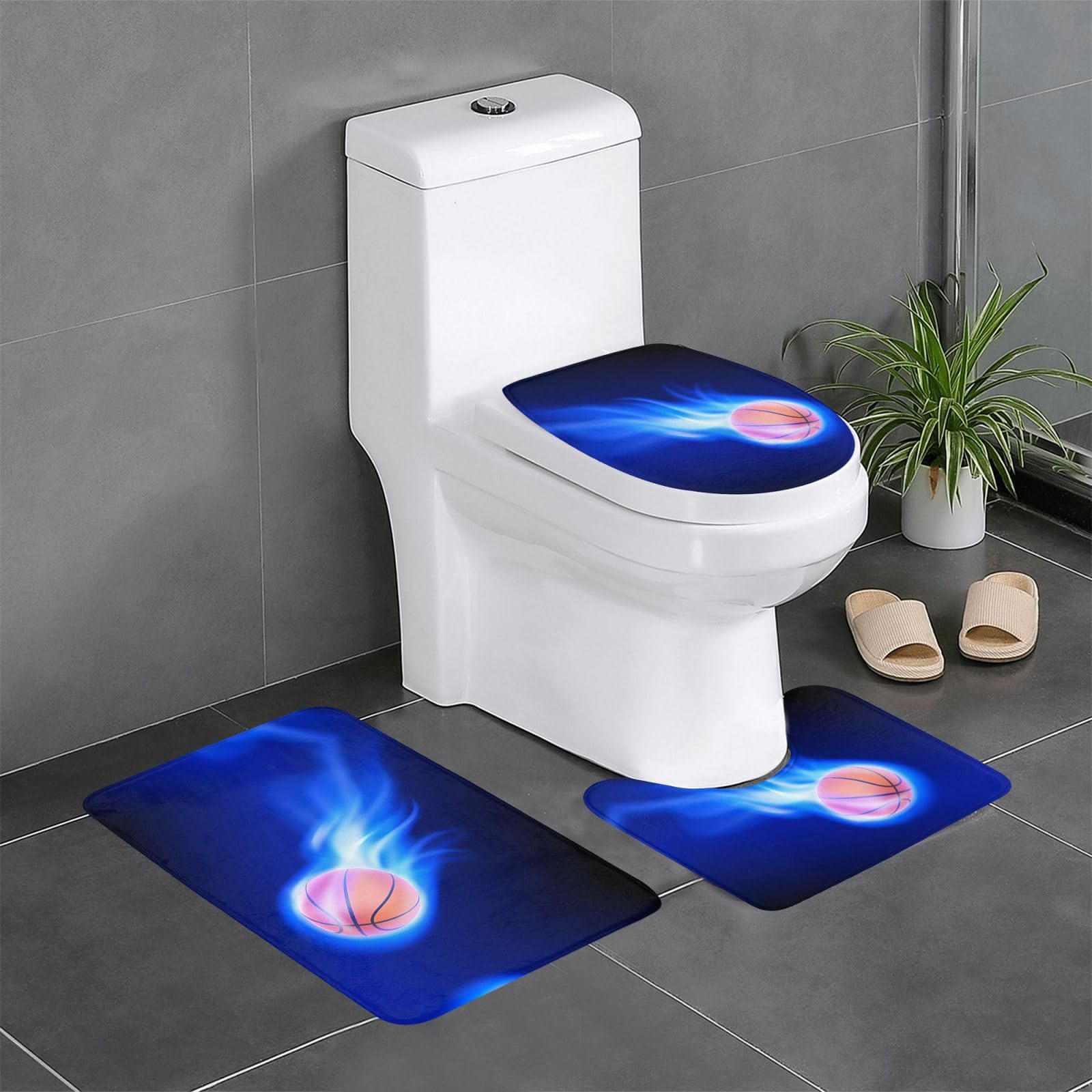 Tapis de salle de bain basket lot de 3 pour une decoration de chambre ado