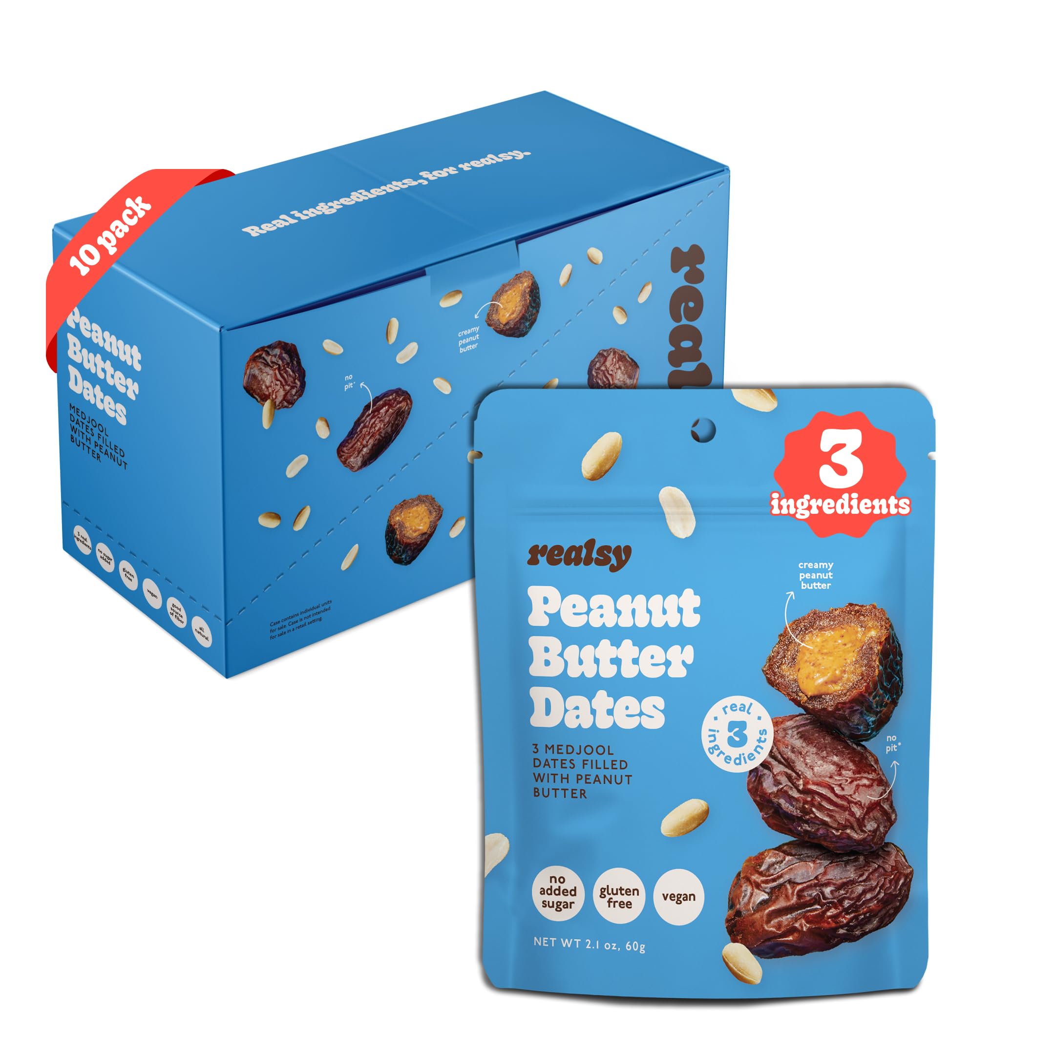 realsy Peanut Butter Stuffed Medjool Dates - dried fruits and vegetables | Mubboo