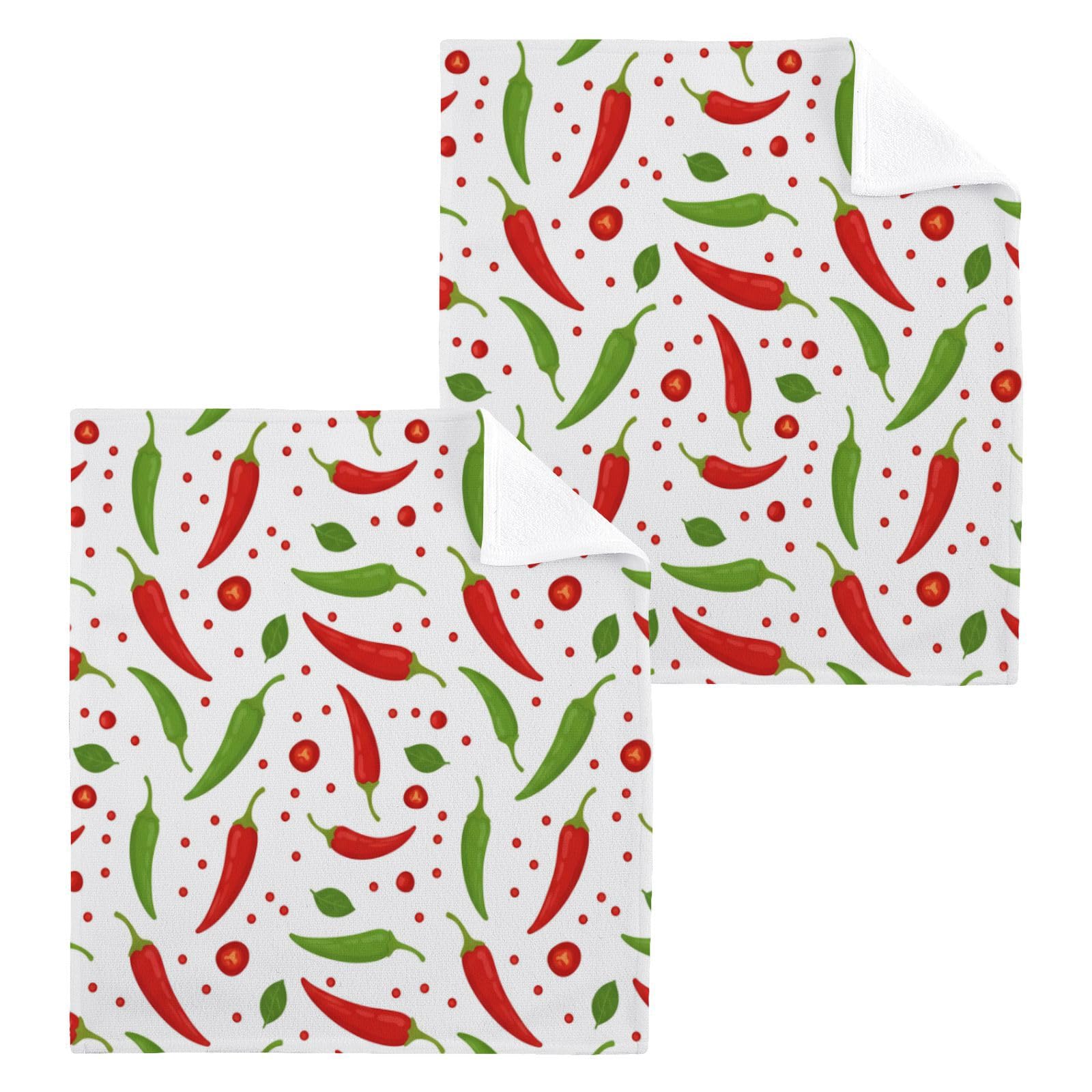 BOESI Fresh Pepper Dot 12x12in Cotton Washcloth,Soft Absorbent Face Towel