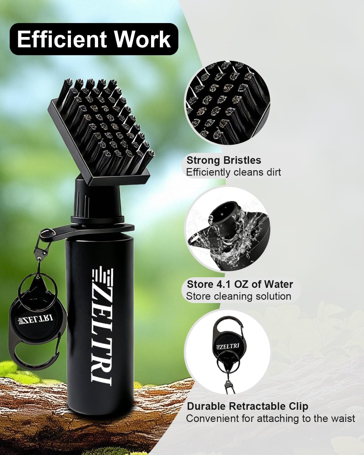 Golf Club Brush Cleaner with Retainer Clip and 8.0 x 8.0 in Golf Towel - Holds 4 Oz Water Durable Nylon Bristles for Easy Cleaning Essentials Golf Accessories - Image 3