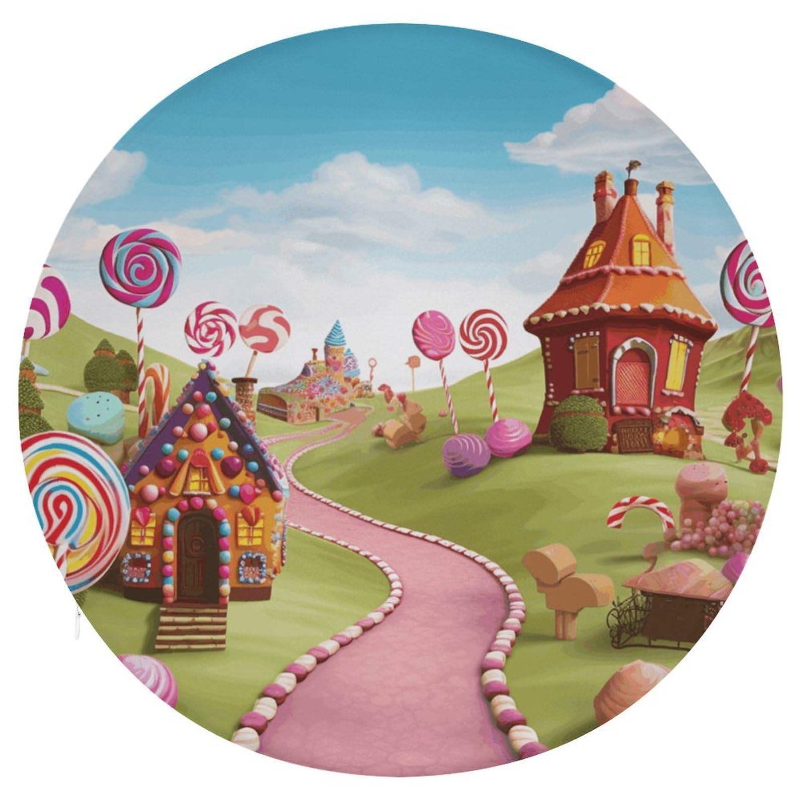 LZQPOEAS Candy Round Chair Cushion 15 Inch, Detachable Memory Foam Seat Cushion,Circle Stool Cushion, Soft Round Chair Pad with Removable Cover