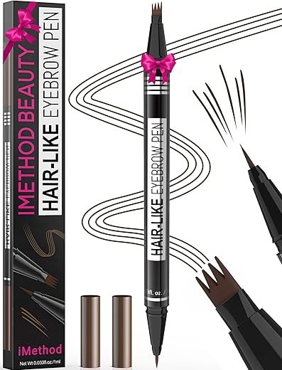 iMethod Microblading Eyebrow Pen - Eyebrow Pencil Magical 2-in-1 Dual-Ended Eye Brow Pencils for Women with 4-Fork-Tip & P