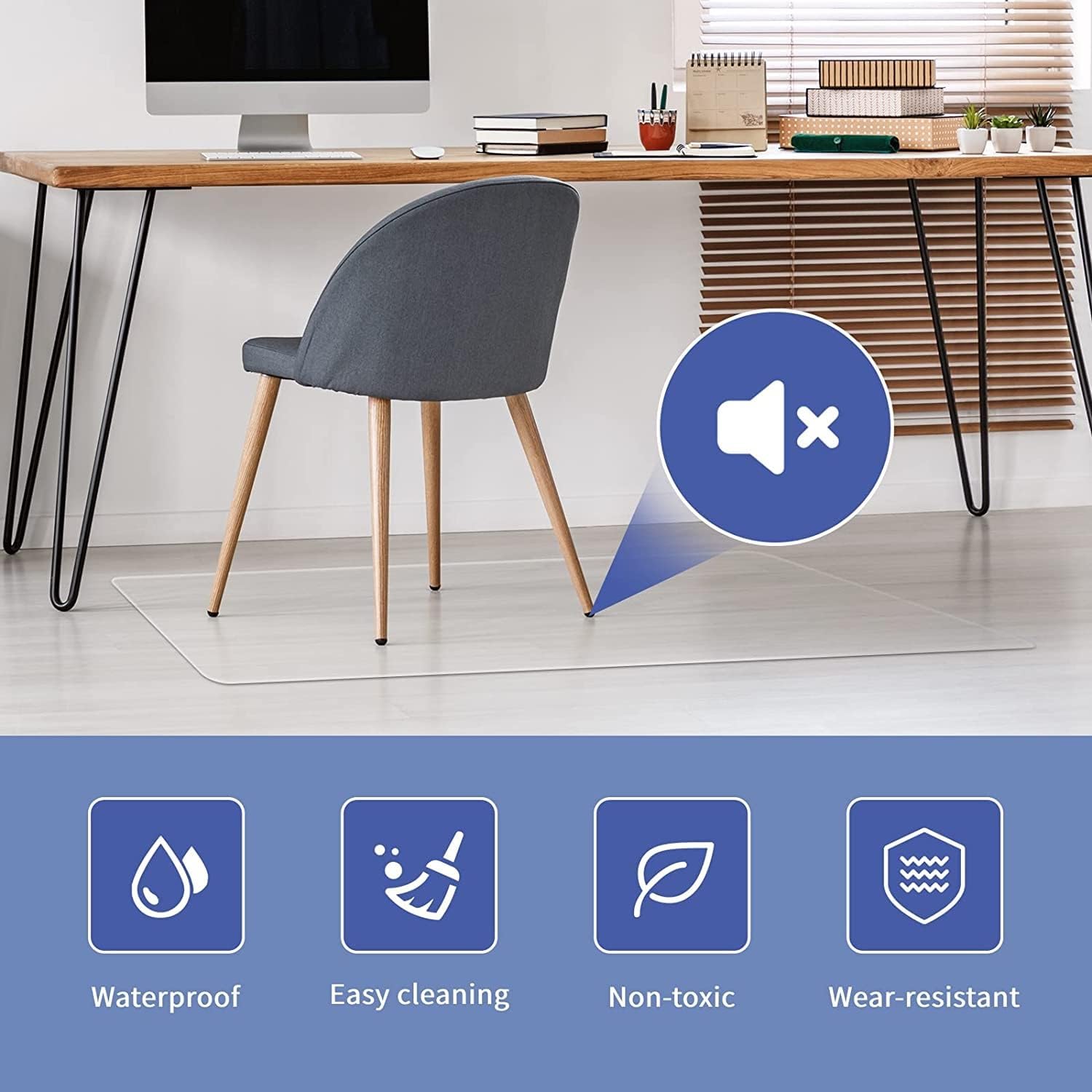 Non-Slip Protector Mat for Hardwood Floors, Vinyl Plastic Clear Carpet Protector, Rectangular Areas Hallway Rug(60cmX100cm/24 X40)