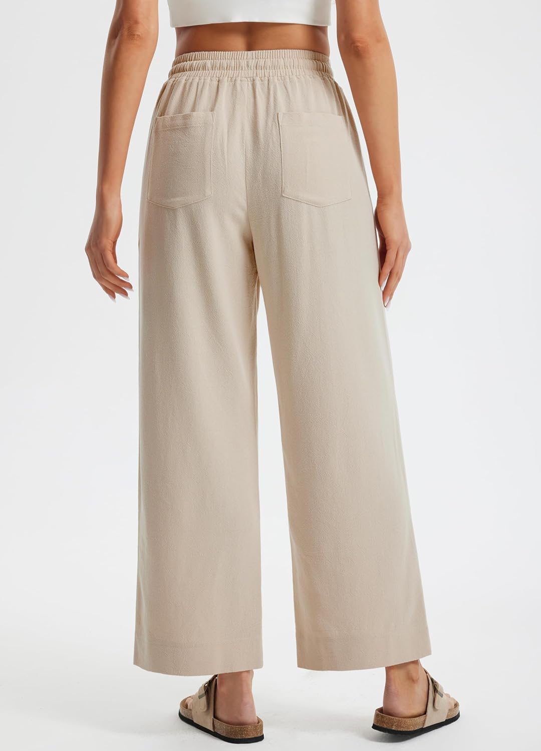 Libin Women's Wide Leg Cotton Linen Pants - Image 2