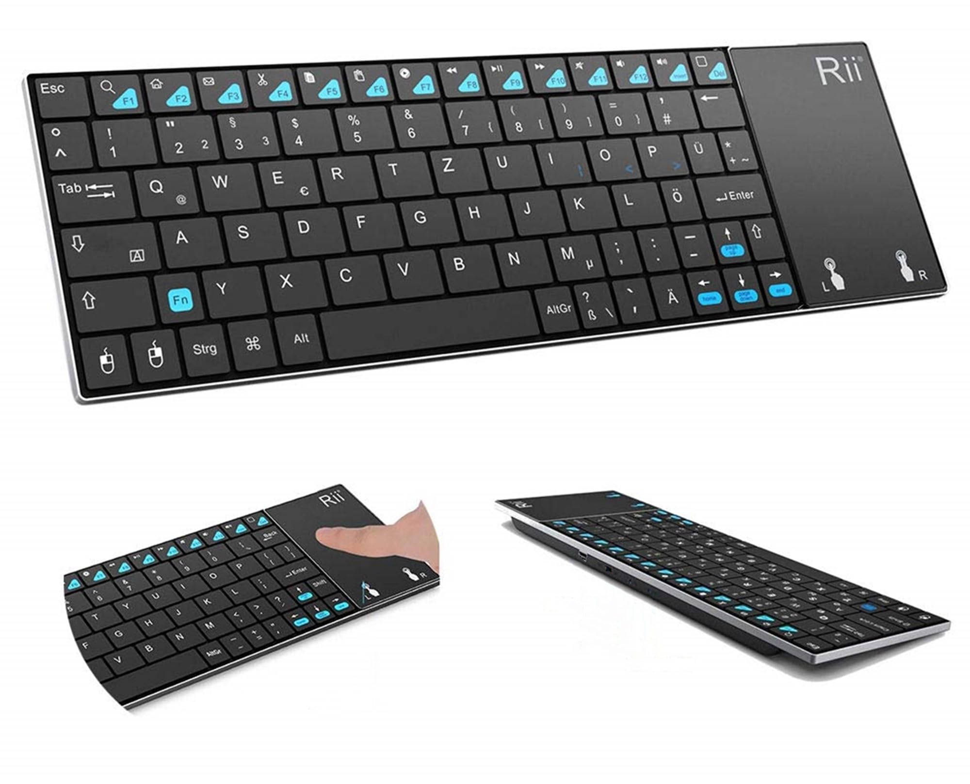 Mobipro Mini Wireless Keyboard 2.4GHz with Built-in Large Size Touchpad,Aviation Aluminum Alloy Cover and Rechargable Li-ion Battery