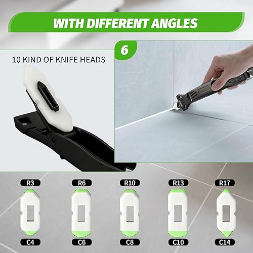 Miniatura 6 de Herramienta de calafateo 6 en 1, herramienta de acabado y removedor de lechada con raspador con 6 almohadillas de silicona, herramienta de