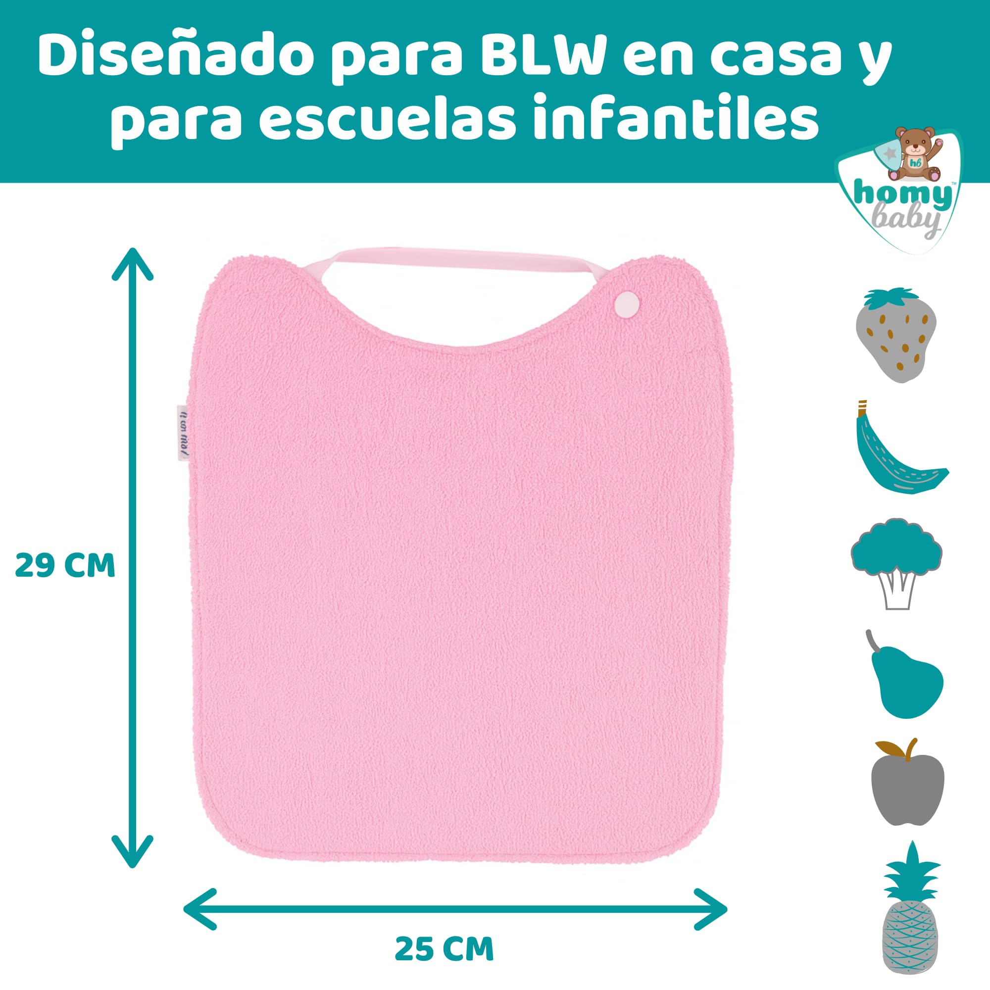 HOMYBABY® Set 5 Bavaglini Neonato Impermeabili con Bottoni per Asilo Nido