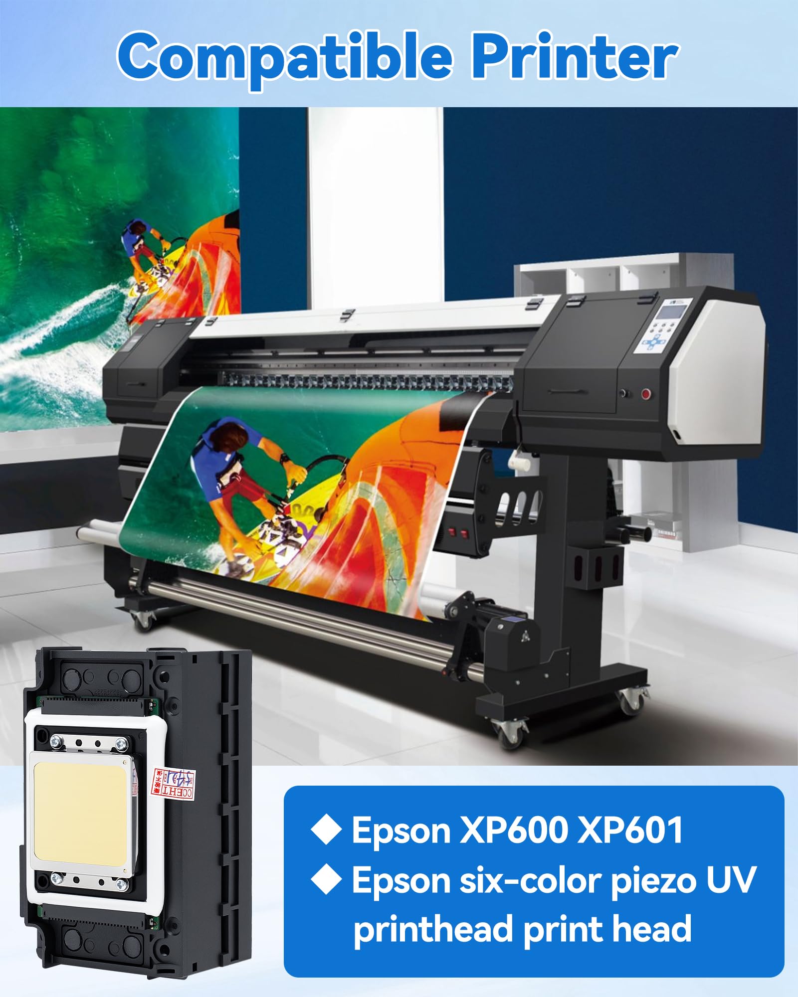 Testina di stampa Epson XP600 di aggiornamento 2026, testina di stampa di ricambio per stampante XP600 XP601 XP510 UV e DTF, testina di stampa a 6 colori ad alta precisione a getto d'inchiostro facile
