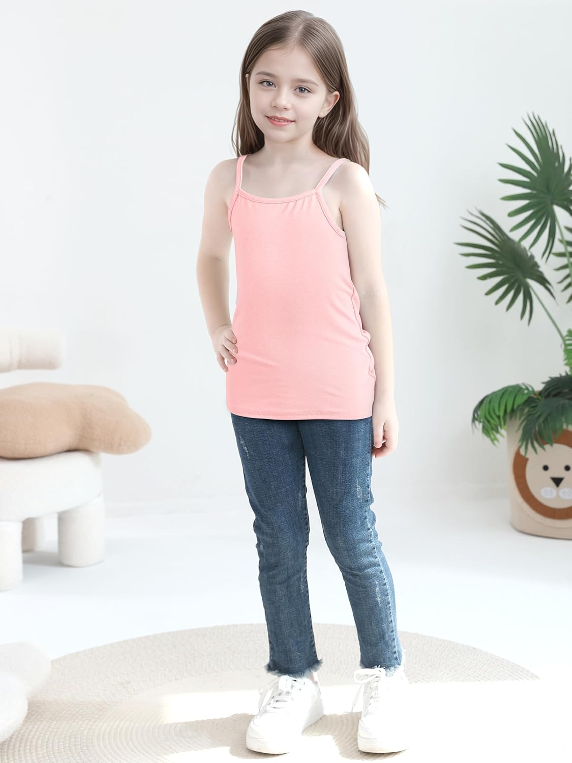 Cooraby 5 Pack Girls Tank Tops Soft Cami Scoop Neck Undershirts Solid Sleeveless Undershirts for Toddler Girls - Image 6