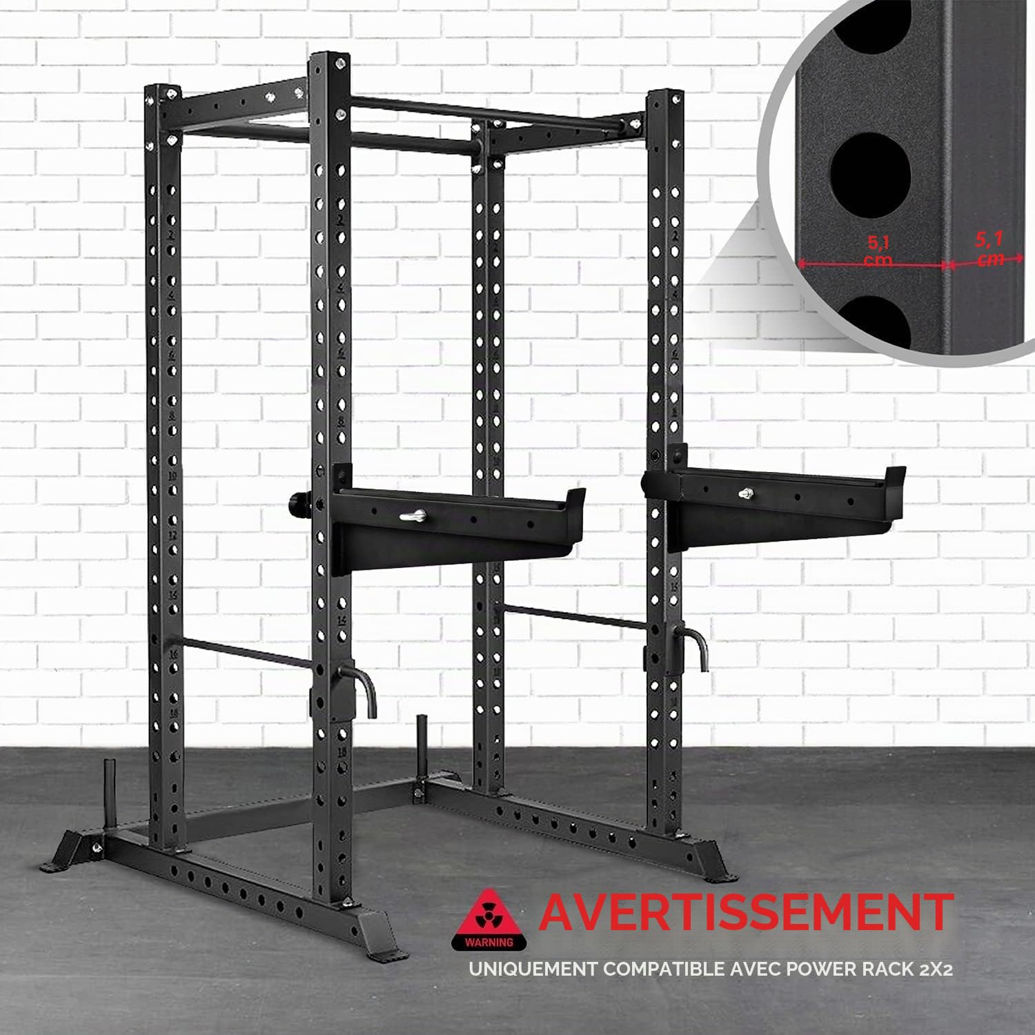 Yes4All J Crochet Power Cages - Supports de Squat en Acier 2x2/3x3 avec Protection UHMW Pad - Attachements de Rack à Squat pour Home Gym - Barre Musculation