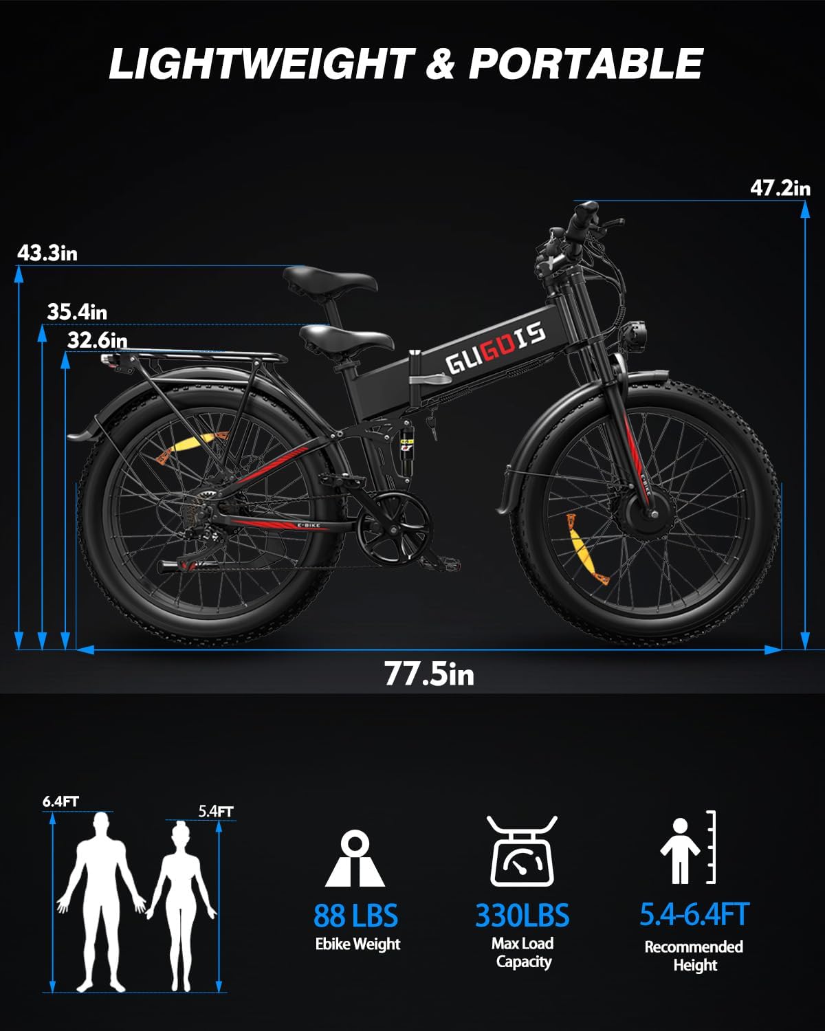 GugoIs Electric Bike for Adults,1000W/3000W Peak Motor Electric Bicycle,Up to 31 MPH,Max 30-60 Miles,48V 15.6/23Ah Large Removable Battery Ebikes, 7-Speed for All Terrain 20"/26" Mountain E Bike