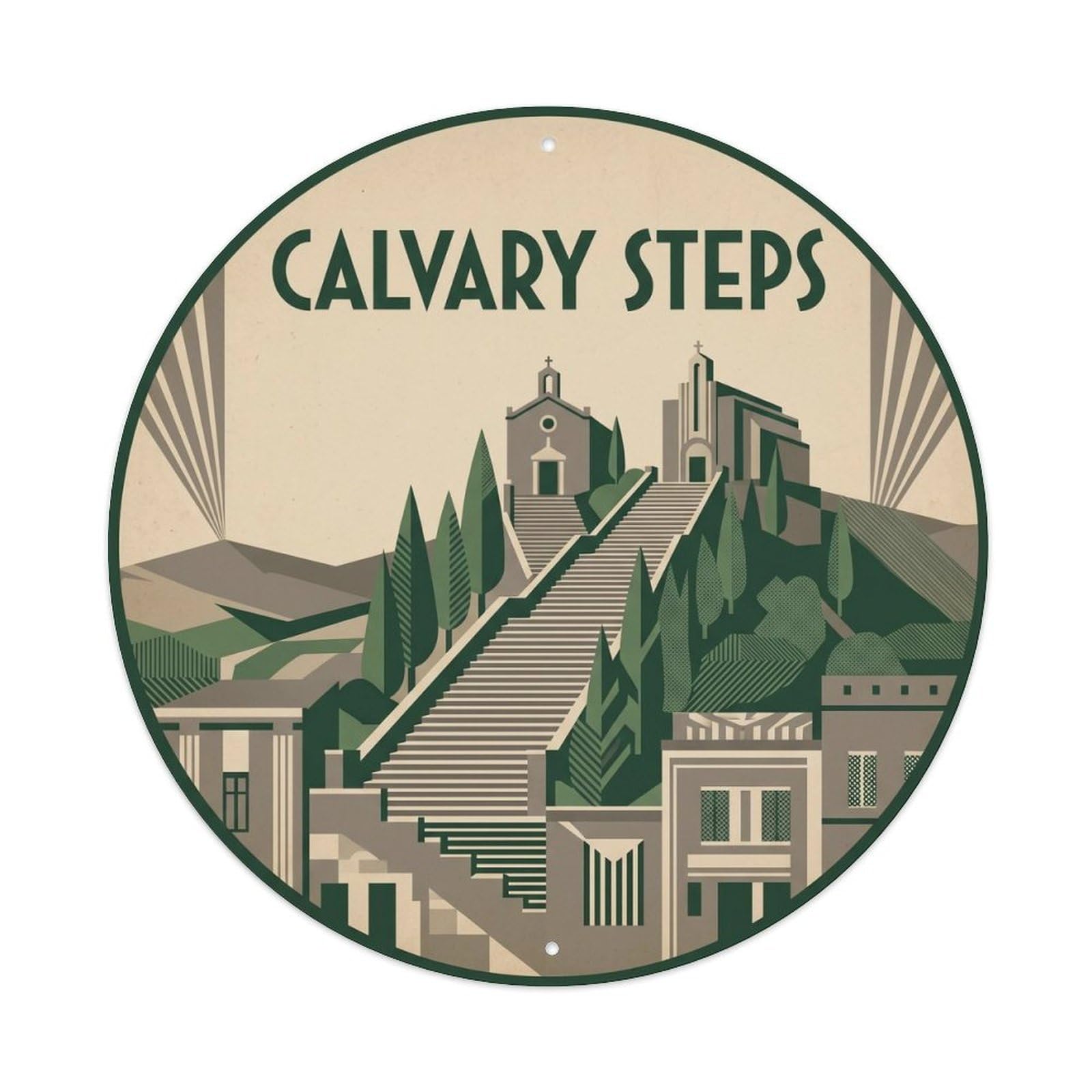 Olhnbad Style Pollensa Steps Mallorca Heritage Balearic Metal Tin Sign
