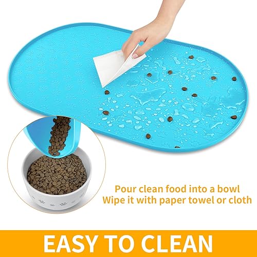 Miniatura 51 de KPWACD Tapete de alimentación de mascotas para perros y gatos, mantel individual de silicona para perros, antideslizante, impermeable, evita