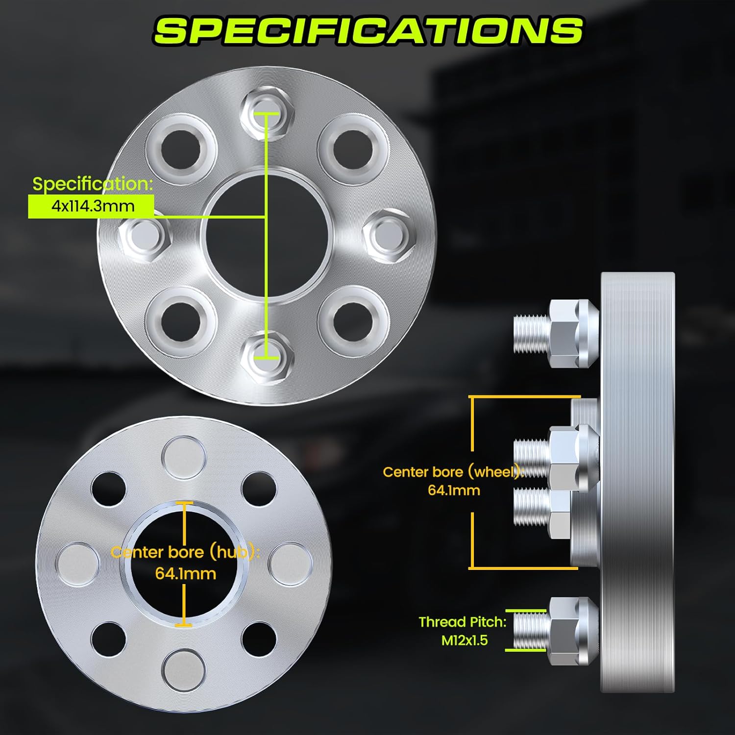 Customadeonly 4x114.3 Forged Hubcentric Wheel Spacers 25mm (1 Inch) 2pcs– Fits Acura CL 1997–1999, TL 1992–1998, Honda Accord 1990–2002 (4-Lug), Prelude 1992–1996 (64.1mm Bore, M12x1.5 Studs)