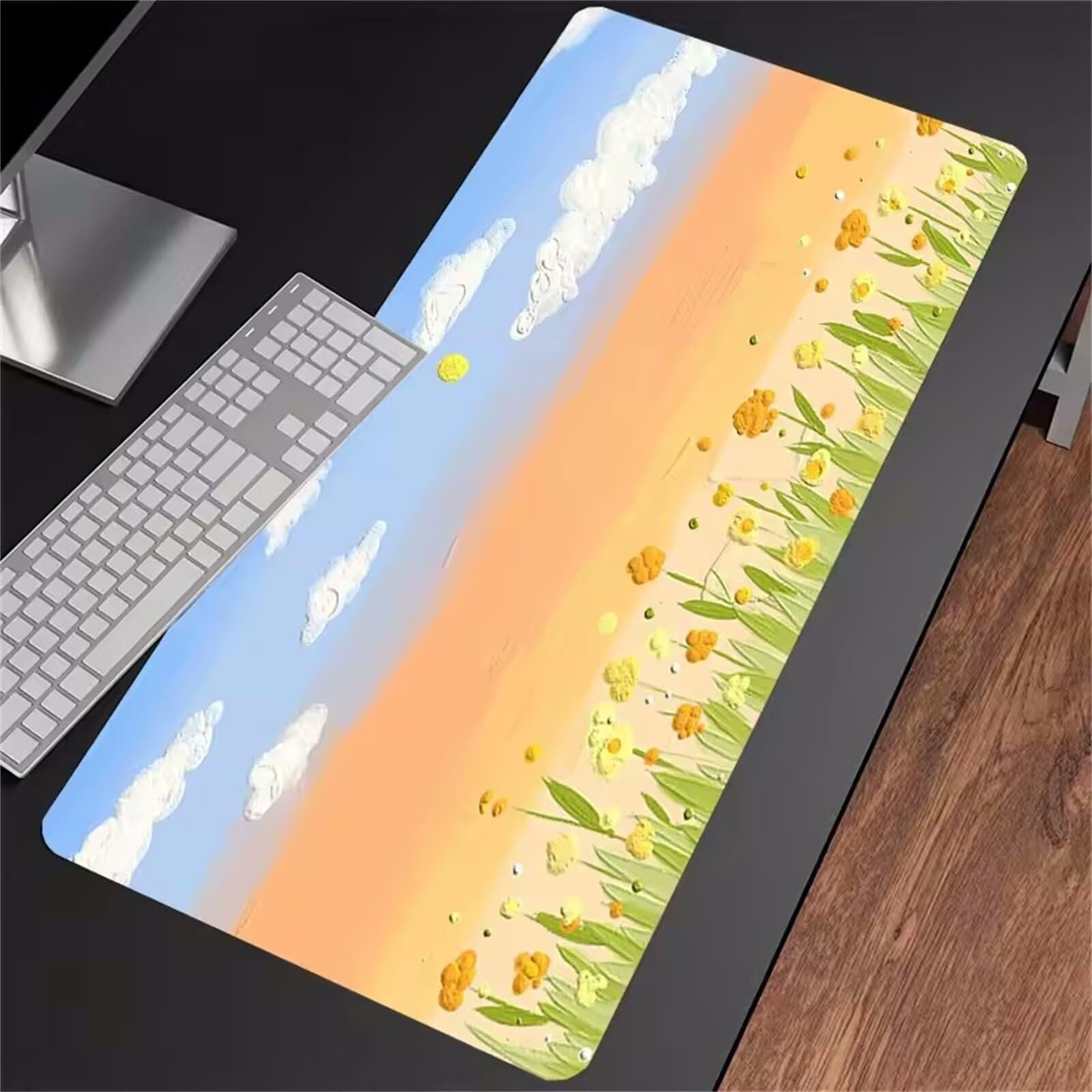 Alfombrilla Ratón Pintura al óleo de Paisaje Alfombrilla Ratón XXL para Juegos,1000x500x3mm Mouse Pad Extendida Bordes Cosidos Base de Goma Antideslizante para Ratón y Teclado