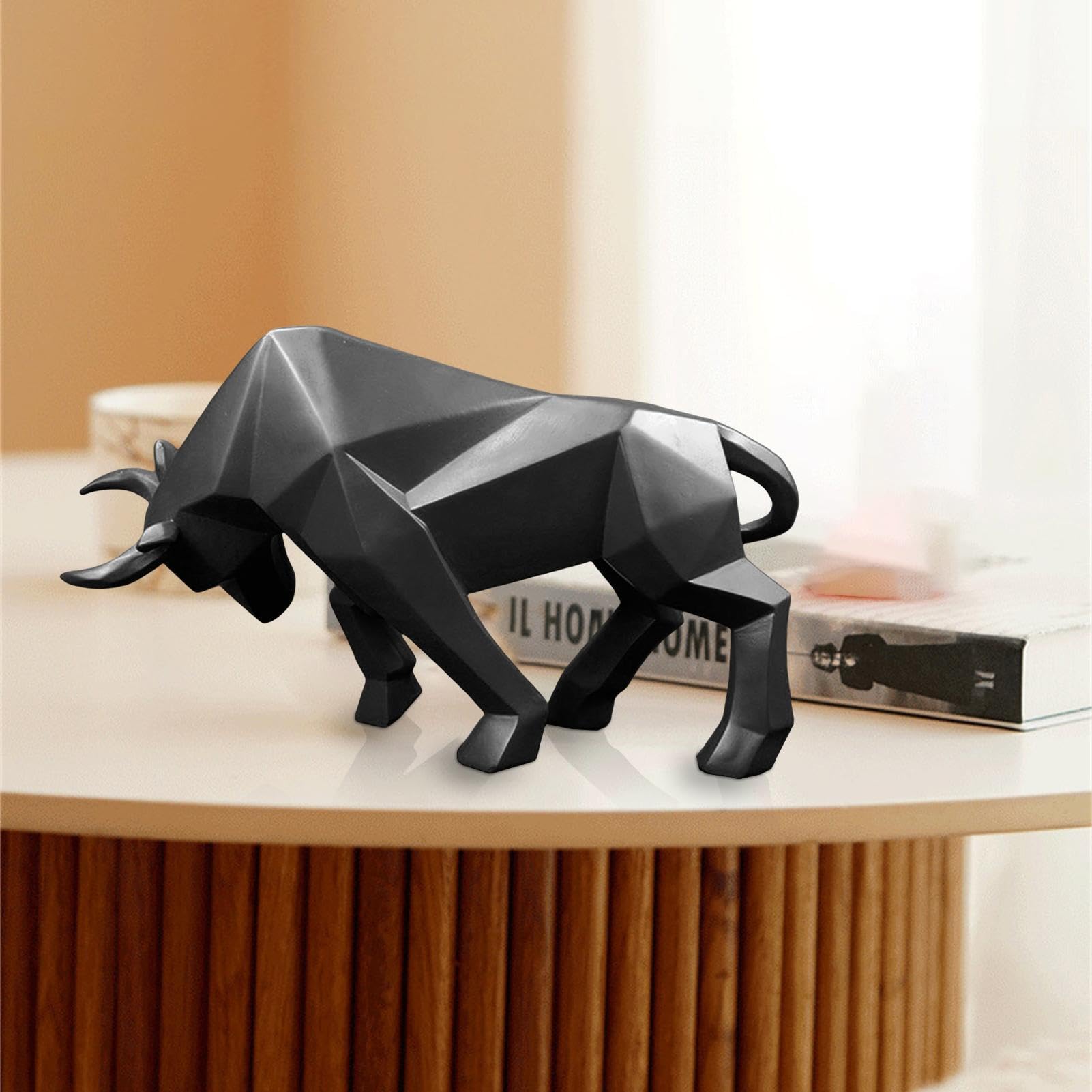 Figura geométrica de Buey para decoración de Escritorio, Estatua del árbol | estatuas de Animales del árbol, taurinos de Resina, Escultura de Animales, decoración de Mesa 'uf