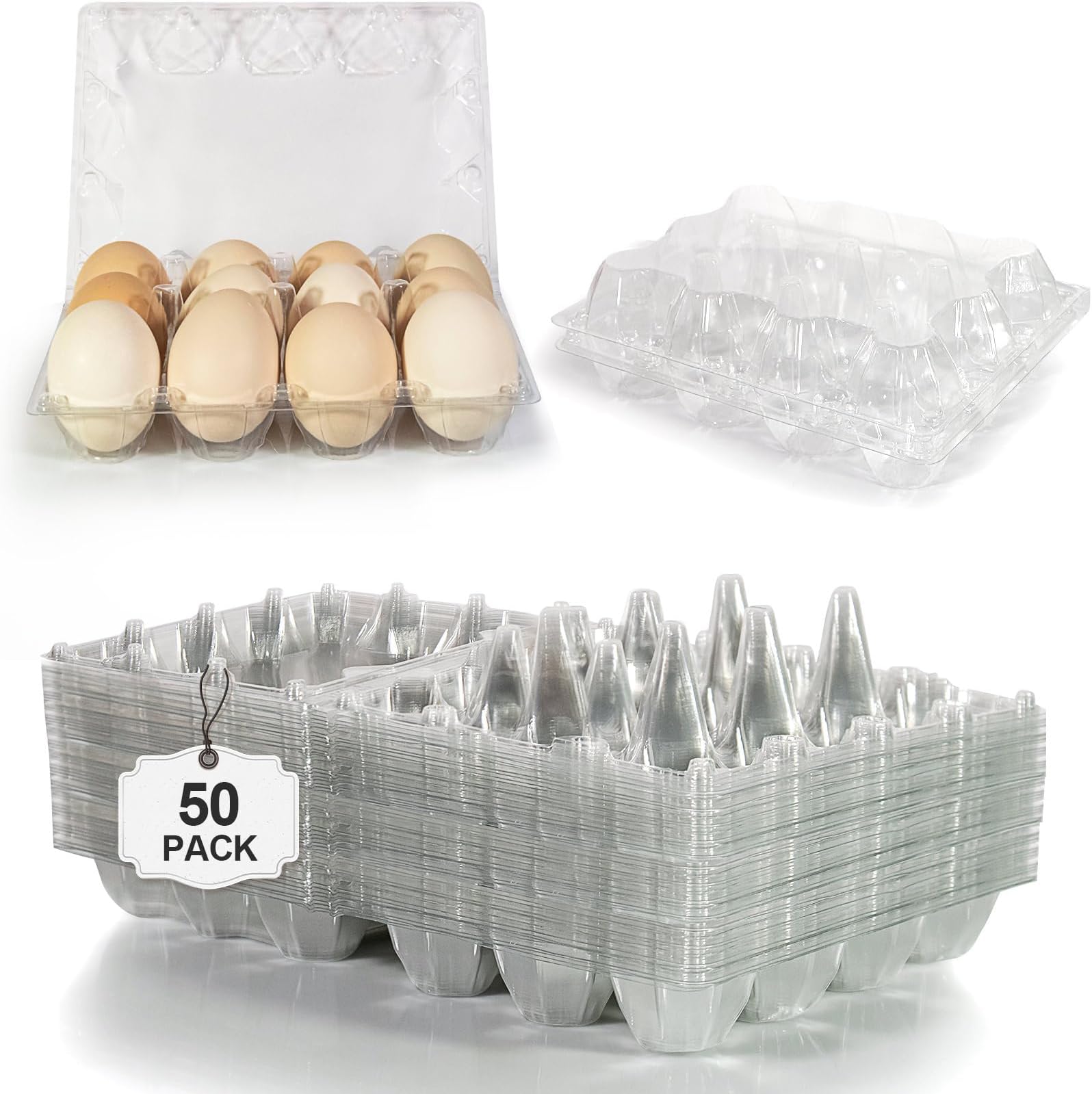 Amazon.com: 120 Pack Egg Cartons Cheap Bulk 12 Count Plastic Egg Carton ...