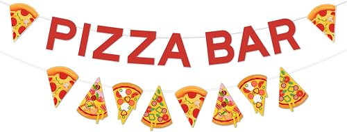 Pizza Bar Banner Set for Party Decorations Pizza-Themed Bar Sign with Cardstock 