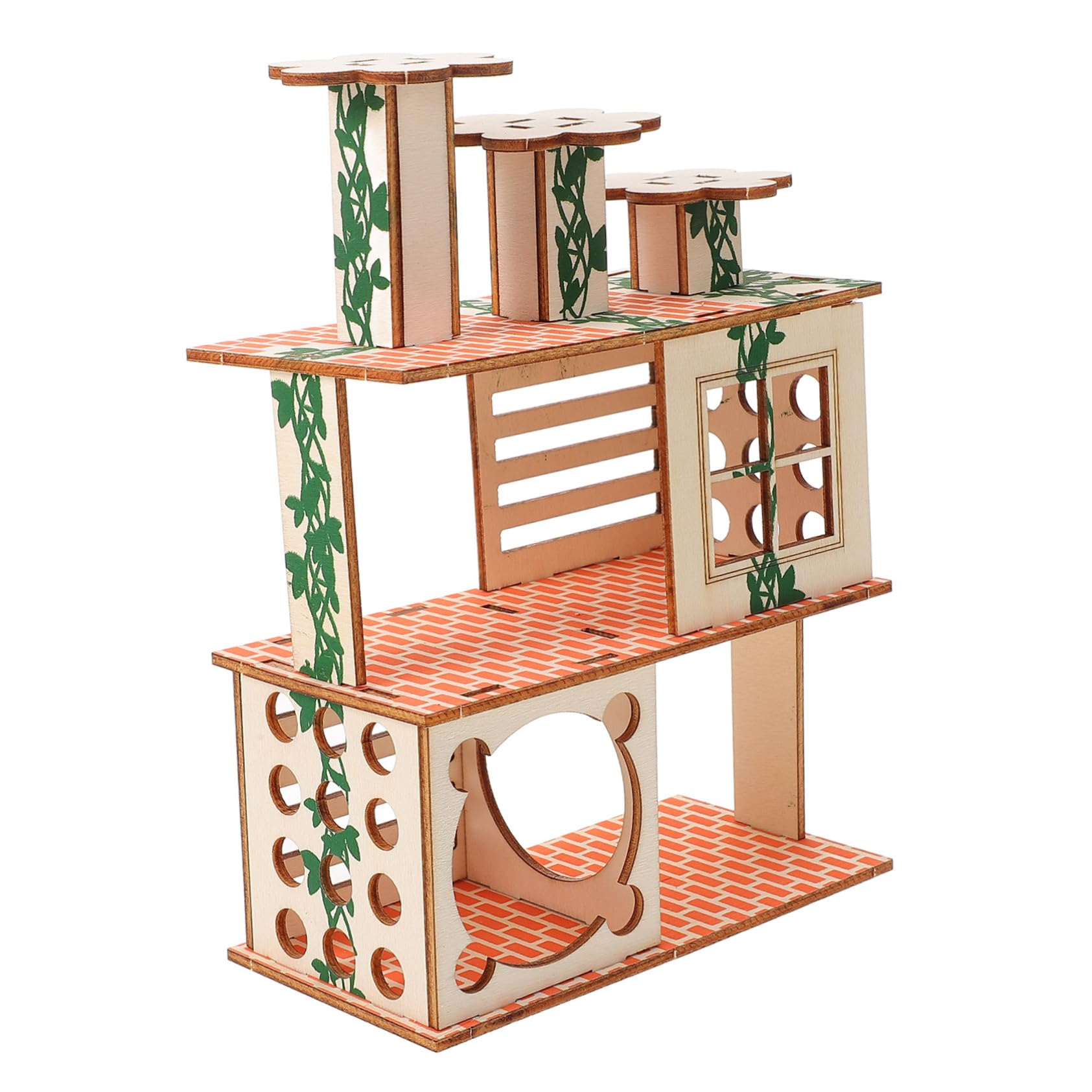 Abaodam Hamster Hideout Villa Wooden Rat House with Ramp Adorable Animal Habitat Decor for Guinea Pigs and Dwarf Hamsters Fun and Safe Resting Space