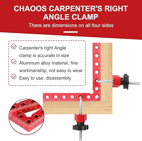 Miniatura 7 de Chaoos Abrazadera de 90 grados, cuadrados de posicionamiento de 90 grados, cuadrado de sujeción de 5.5 x 5.5 pulgadas, uso para marcos de fotos,