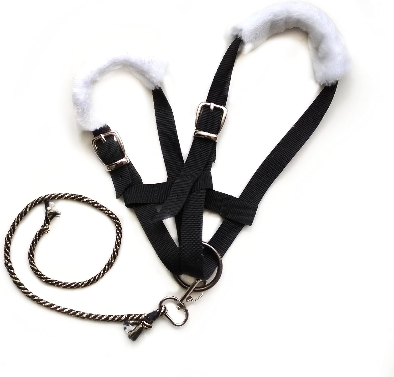 Black Halter for Hobby Horse - Accessory with Adjustable Buckles, Suitable for Different Horse Head Sizes