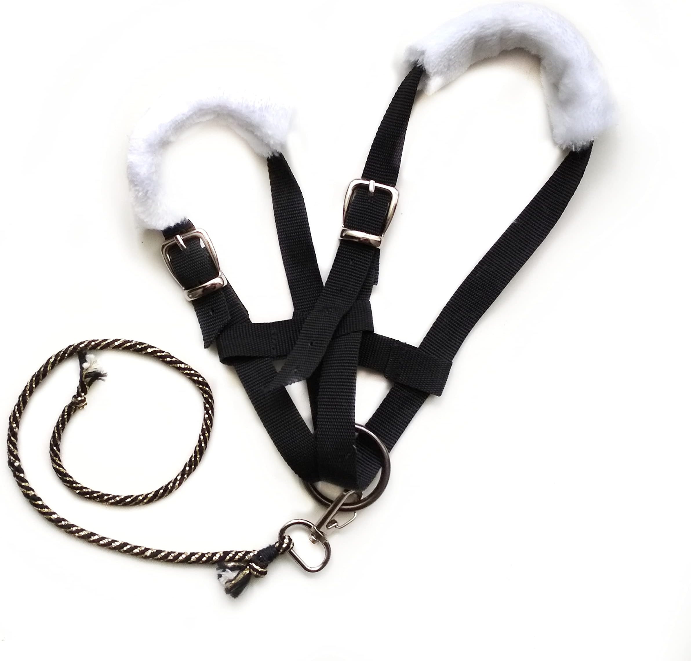 Black Halter for Hobby Horse - Accessory with Adjustable Buckles, Suitable for Different Horse Head Sizes