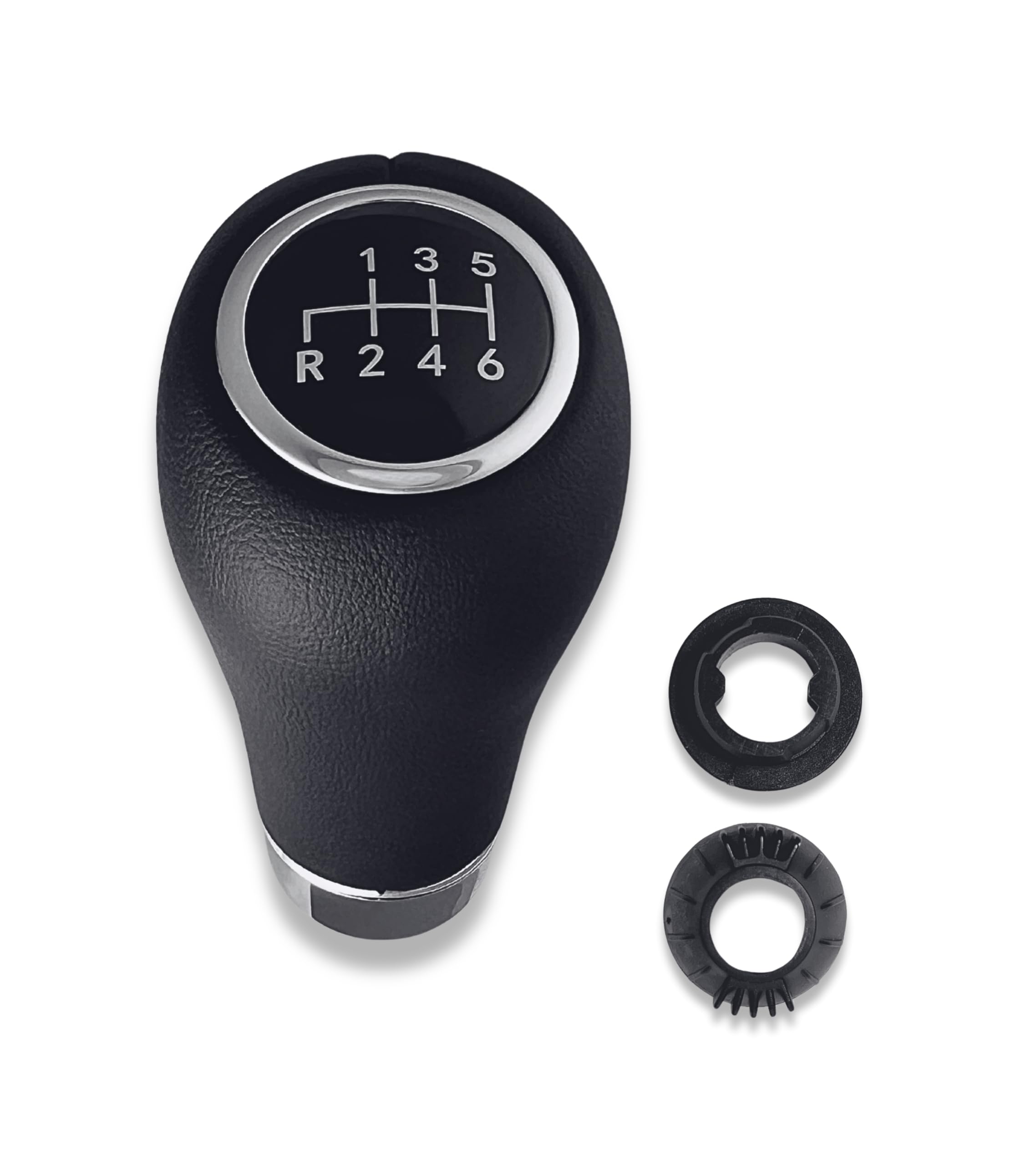 1neiSmartech Pomello Leva Cambio Manuale 6 Marce Compatibile con Mercedes Classe A B C E CLK Pre-Facelift 2000–2012, con Foro 8mm, Inserti Argento, Retromarcia a Sinistra
