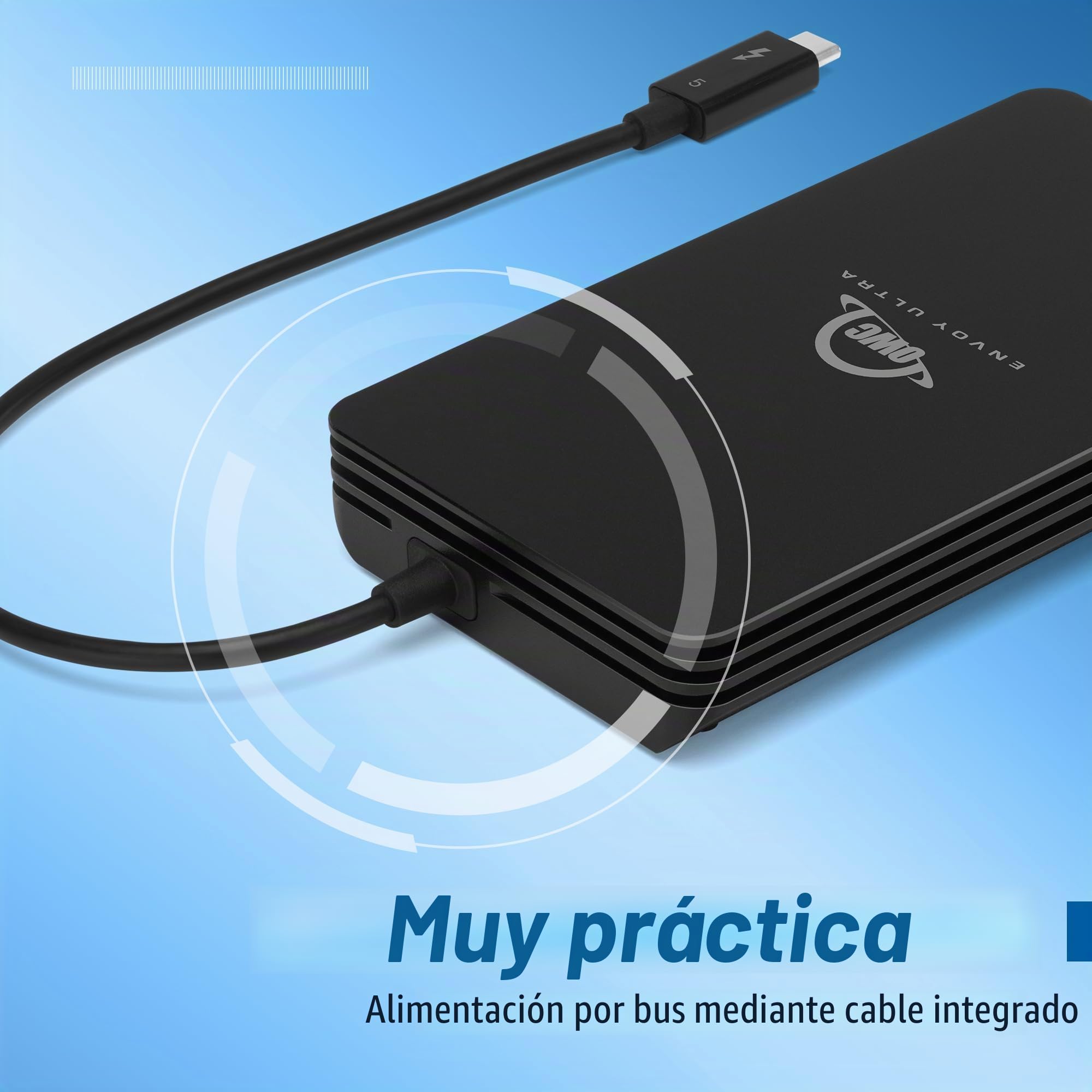 OWC Unidad Externa portátil Envoy Ultra Thunderbolt 5 de 2 TB, ultrarrápida con velocidades de Transferencia TB5 de más de 6000 MB/s, Compatible con TB3, TB4 y USB4, Funciona con Mac y PC