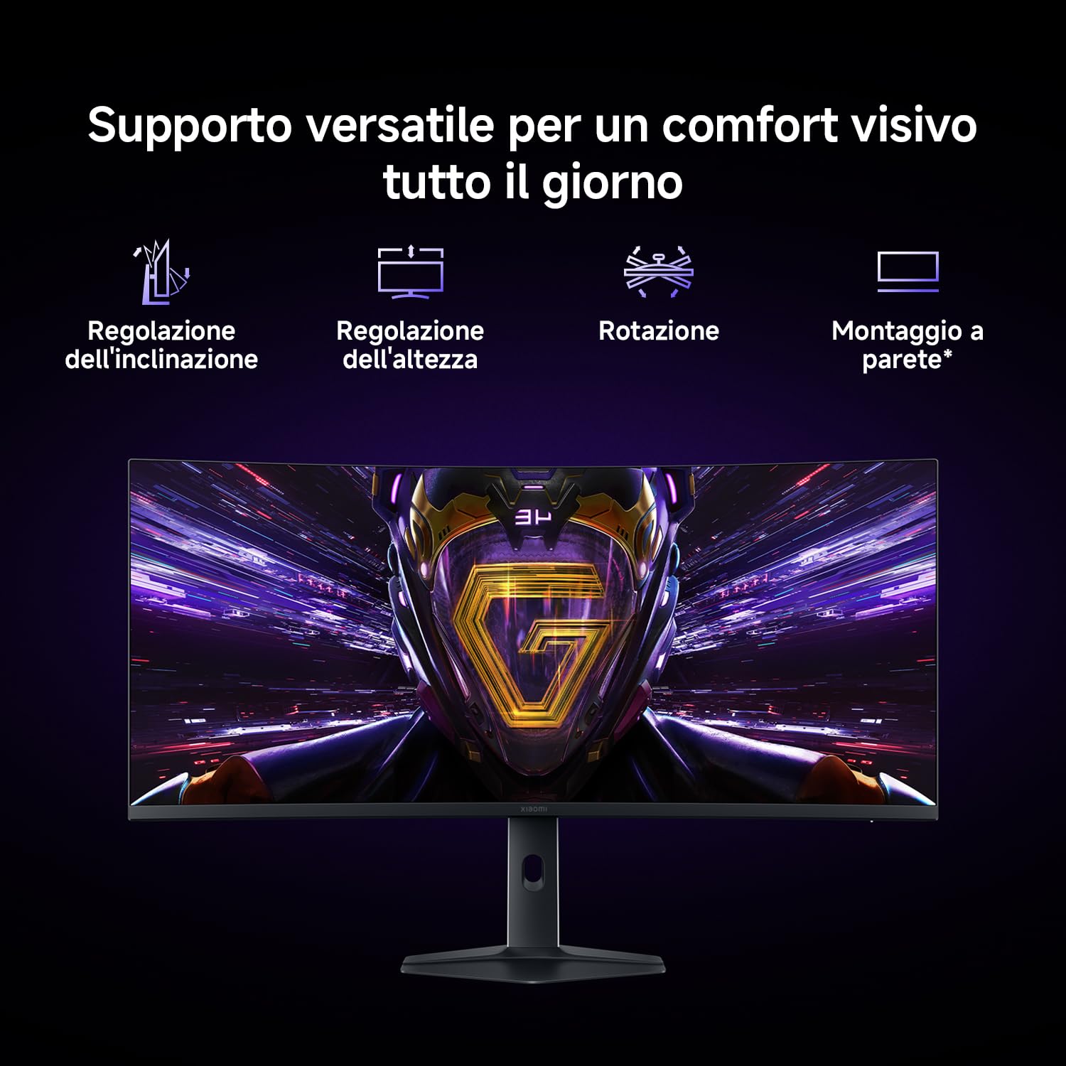 XIAOMI G34WQi 2026 Monitor Gaming Curvo 2K da 34 Pollici, 180Hz, 1ms GTG, FreeSync Premium, 1500R, HDR400, 100% sRGB, 95% DCI-P3,TÜV Low Blue Light (3440 x 1440/21:9/HDMI 2.0/DP 1.4)