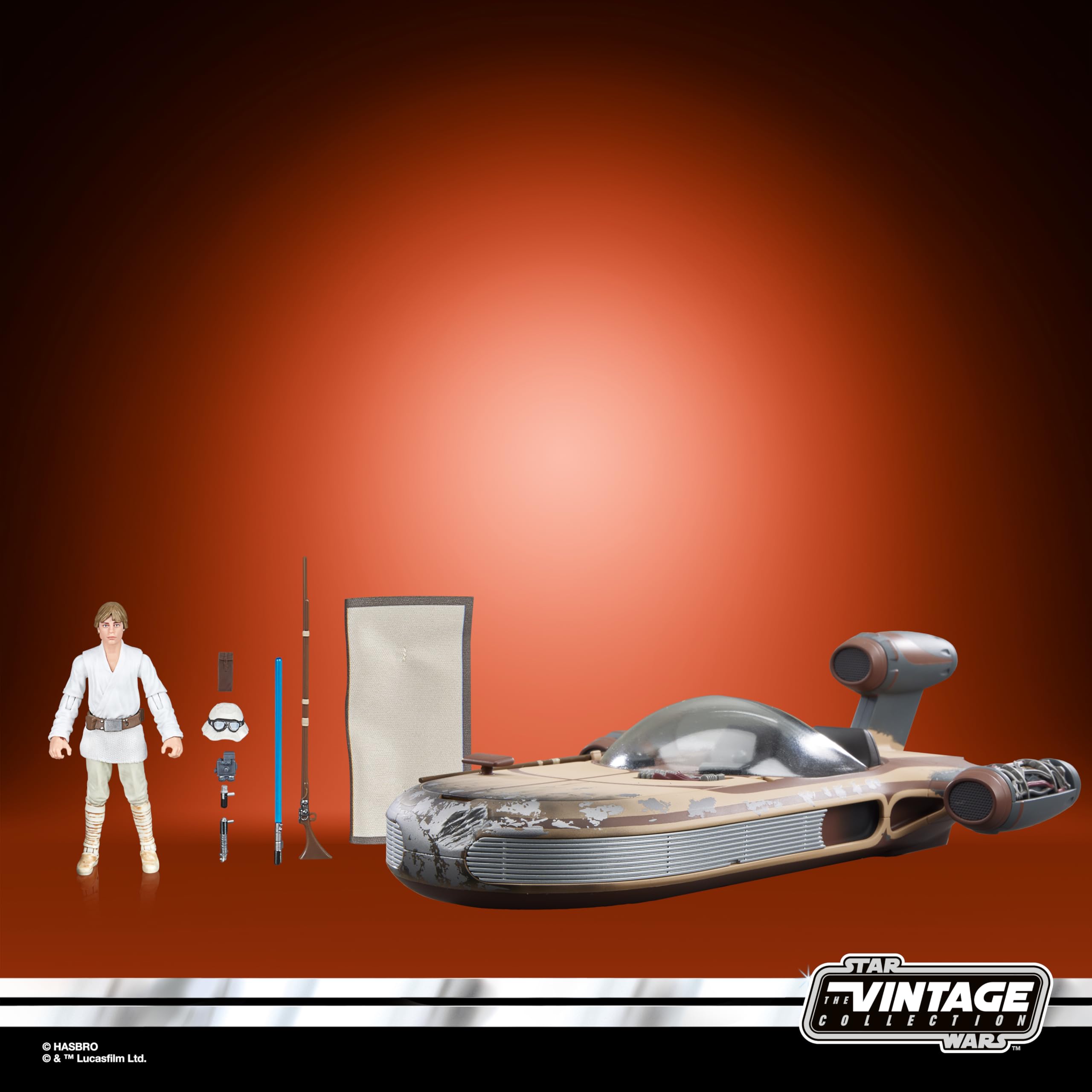 Hasbro Star Wars Śmigacz Lądowy i Luke Skywalker z Serii Star Wars The Vintage Collection, 9,5-Centymetrowa Figurka i Model Pojazdu z Filmu Gwiezdne Wojny: Nowa Nadzieja