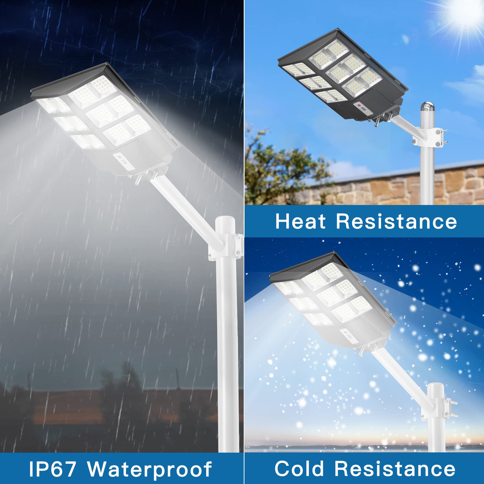 JAYNLT 600W Solar Street Light, Dusk to Dawn Solar Parking Lot Lights IP67 Waterproof, 6500K Led Solar Security Light Outdoor with Motion Sensor and Remote Control for Yard, Garage, Road