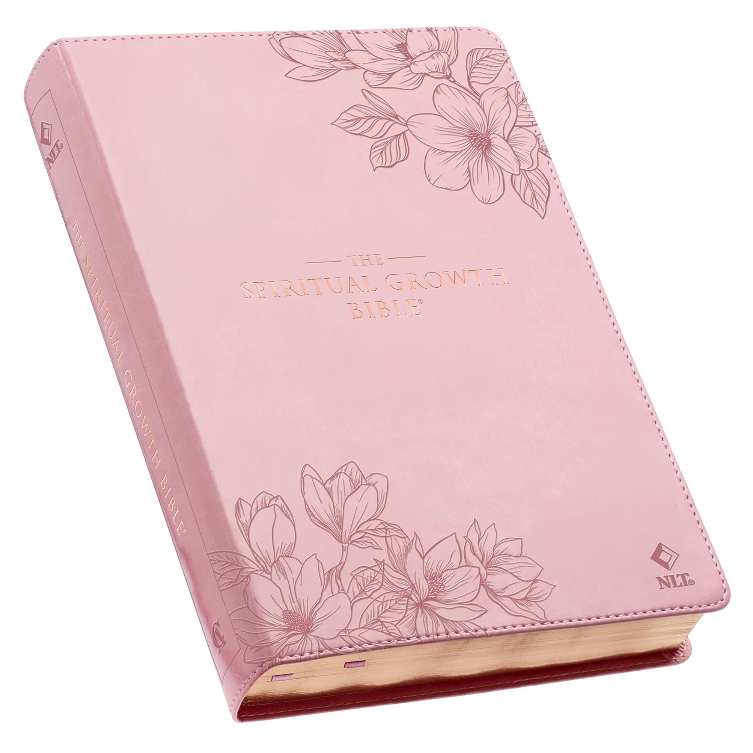 The Spiritual Growth Bible, Study Bible, NLT - New Living Translation Holy Bible, Faux Leather, Pink Floral (NLT Spiritual Growth Editions)