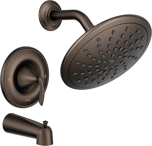 Moen Eva Oil Rubbed Bronze Tub and Shower Faucet Trim with Eco-Performance Rainshower, Valve Required, T2233EPORB