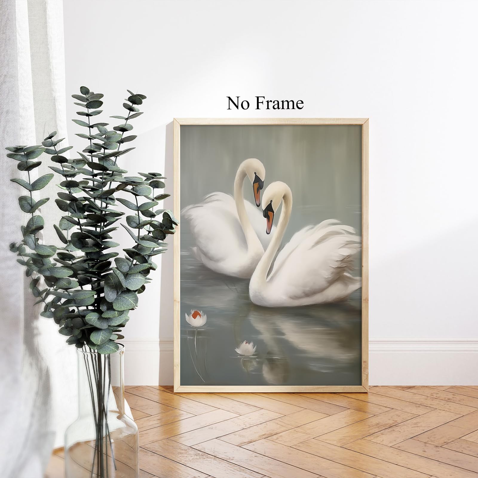Swan Canvas Wall Art - Vintage Animal Painting Watercolor Print