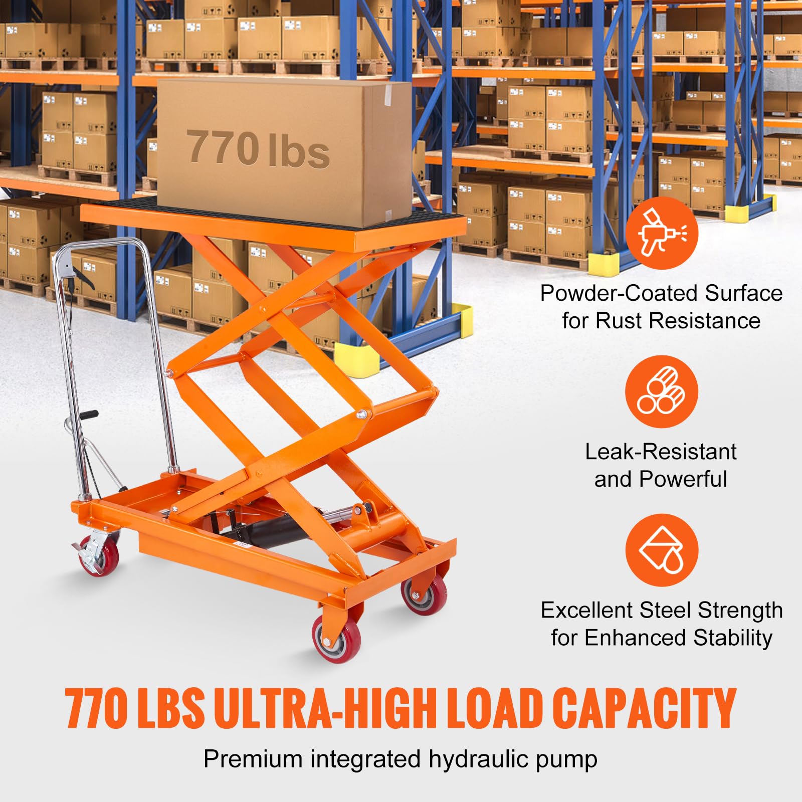 Happybuy Hydraulic Lift Table Cart, 770lbs Capacity, 59