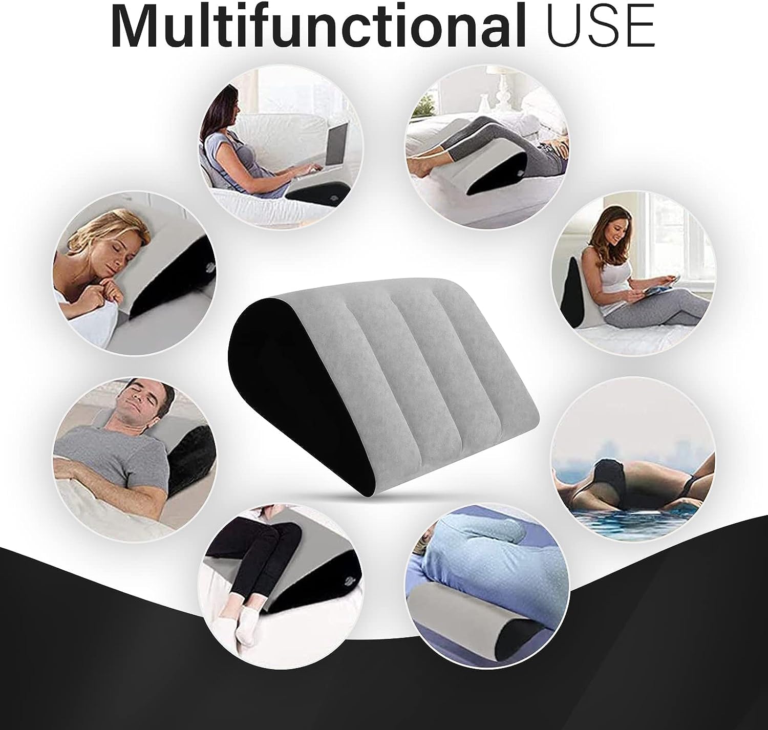Prosixtoy Cuscino sessuale portatile-Cuscino triangolare gonfiabile Cuscino a cuneo Cuscino lombare Rampe erotiche-Giocattoli sessuali per coppie principianti Mini(Grigio)