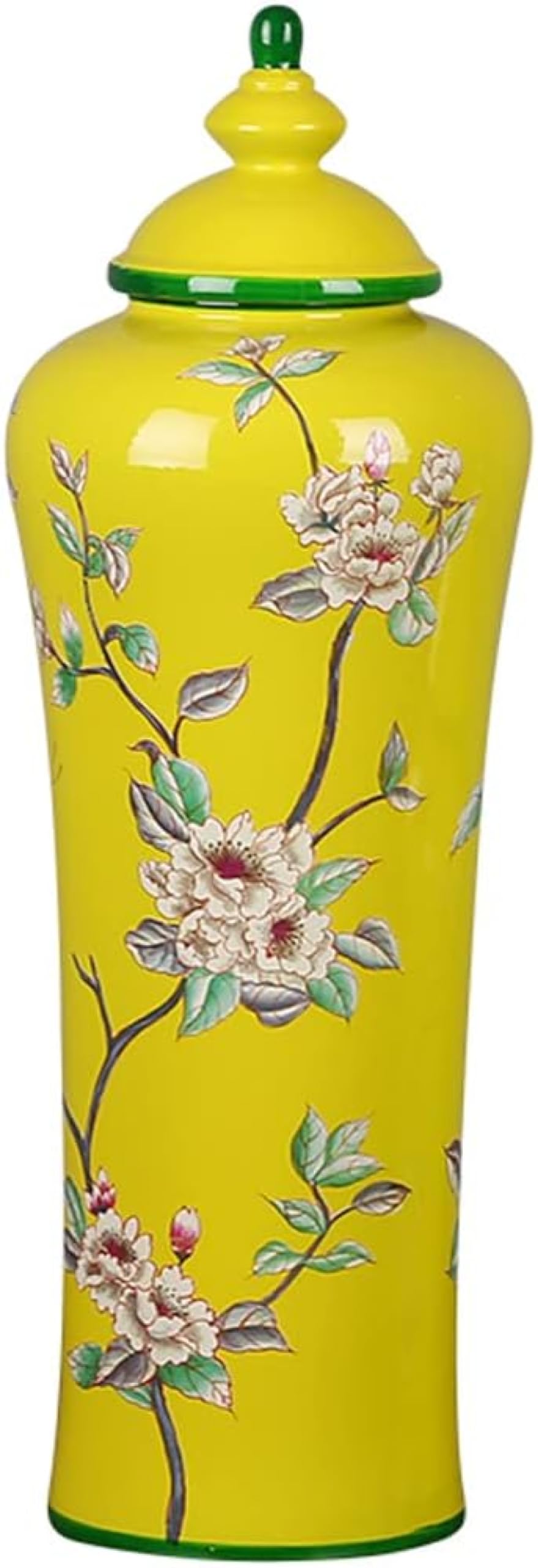 Vase en porcelaine jaune haut de gamme à motifs floraux exclusifs