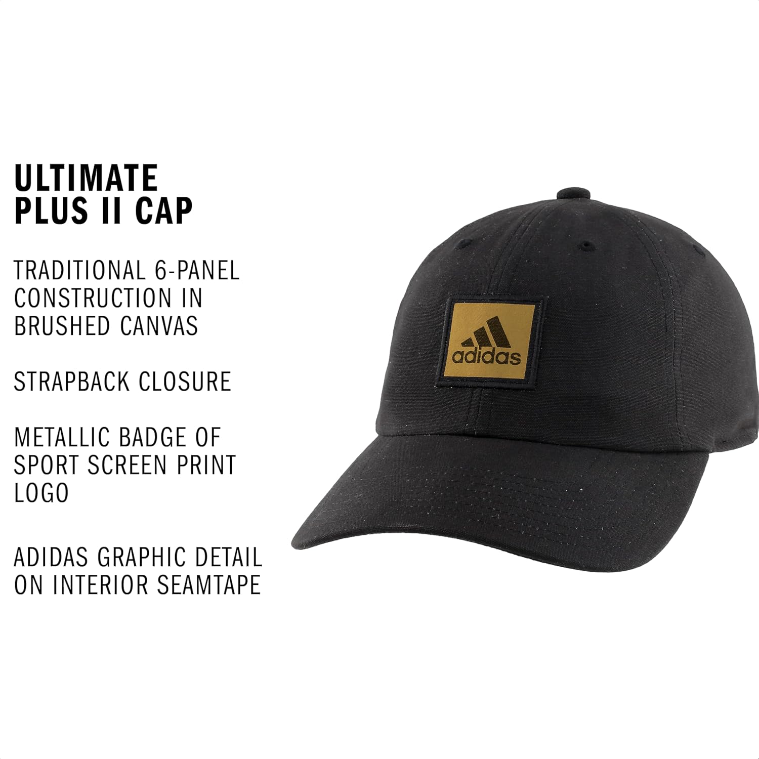 adidas Mens Baseball Cap – Ultimate Adjustable Strapback Hat, Relaxed Fit, Cotton