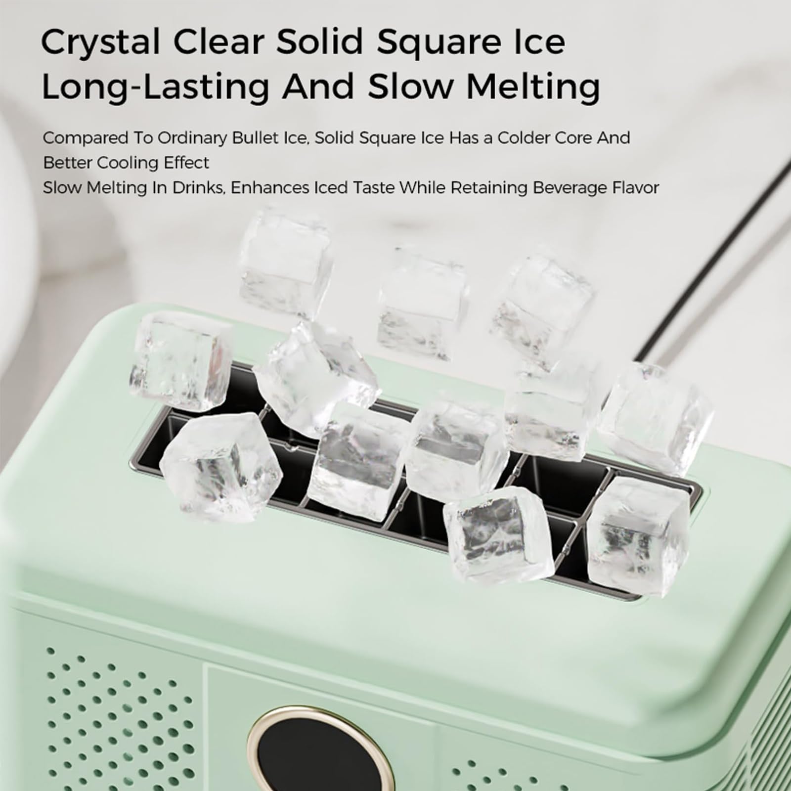 Máquina De Hielo Portátil, Máquina De Hielo Para Encimera De 150w Con 12 Cubitos En 15-20 Minutos, Bajo Nivel De Ruido, Diseño Compacto, Máquina De Hielo Automática Para Hogar, Oficina green home-use